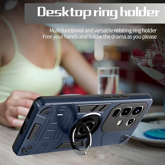 Protective Back Case Cover For Infinix Note 50X 5G Phone Case Full Protective Case Military Grade Dual Layer Shockproof Cover Rugged Protection Cover with Kickstand(Blue)