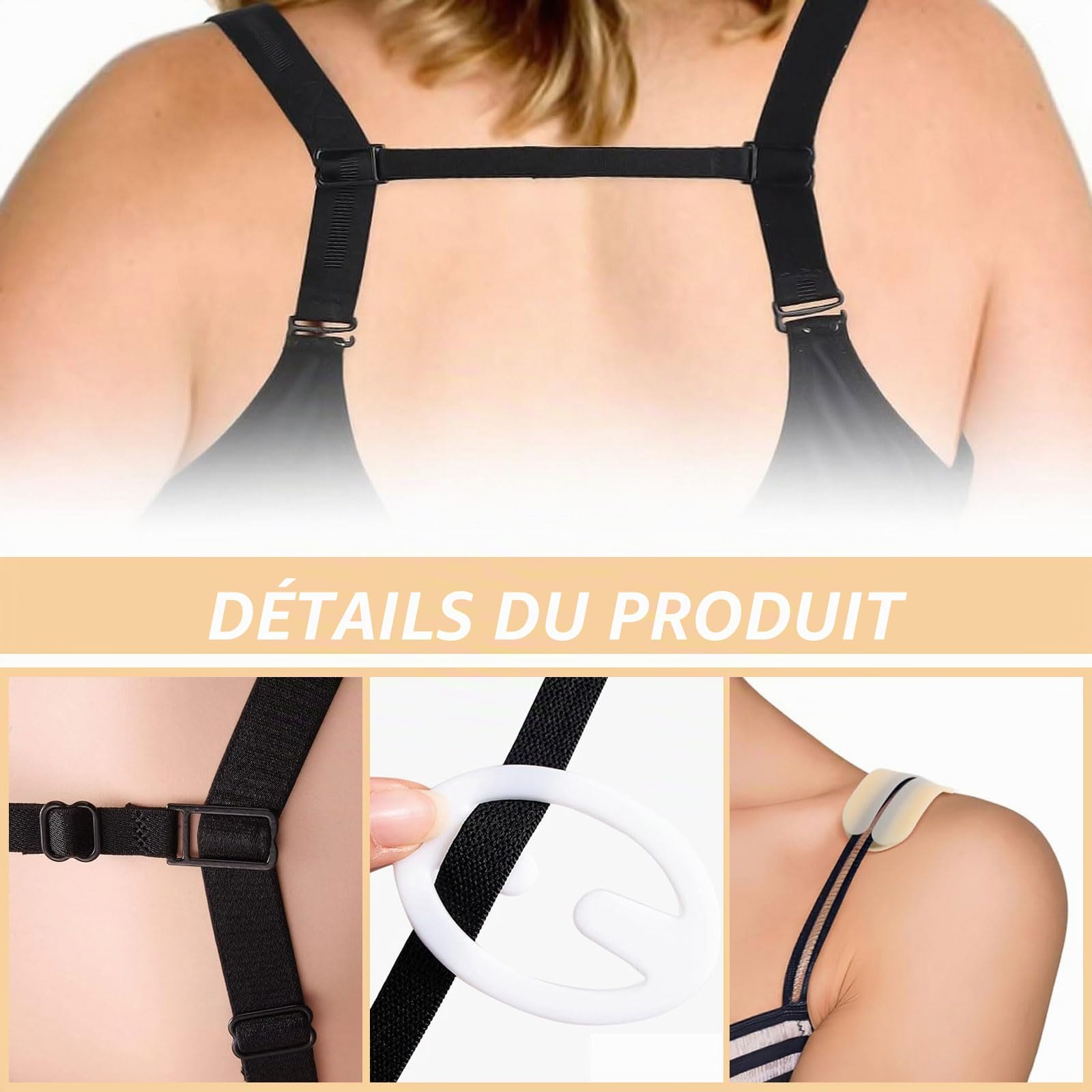 14 Pièces Ensemble Attache Soutien-Gorge – Accessoire Essentiel de Bretelles de Soutien-Gorge, Épaulette en Silicone pour Dos et Bretelle de Soutien-Gorge