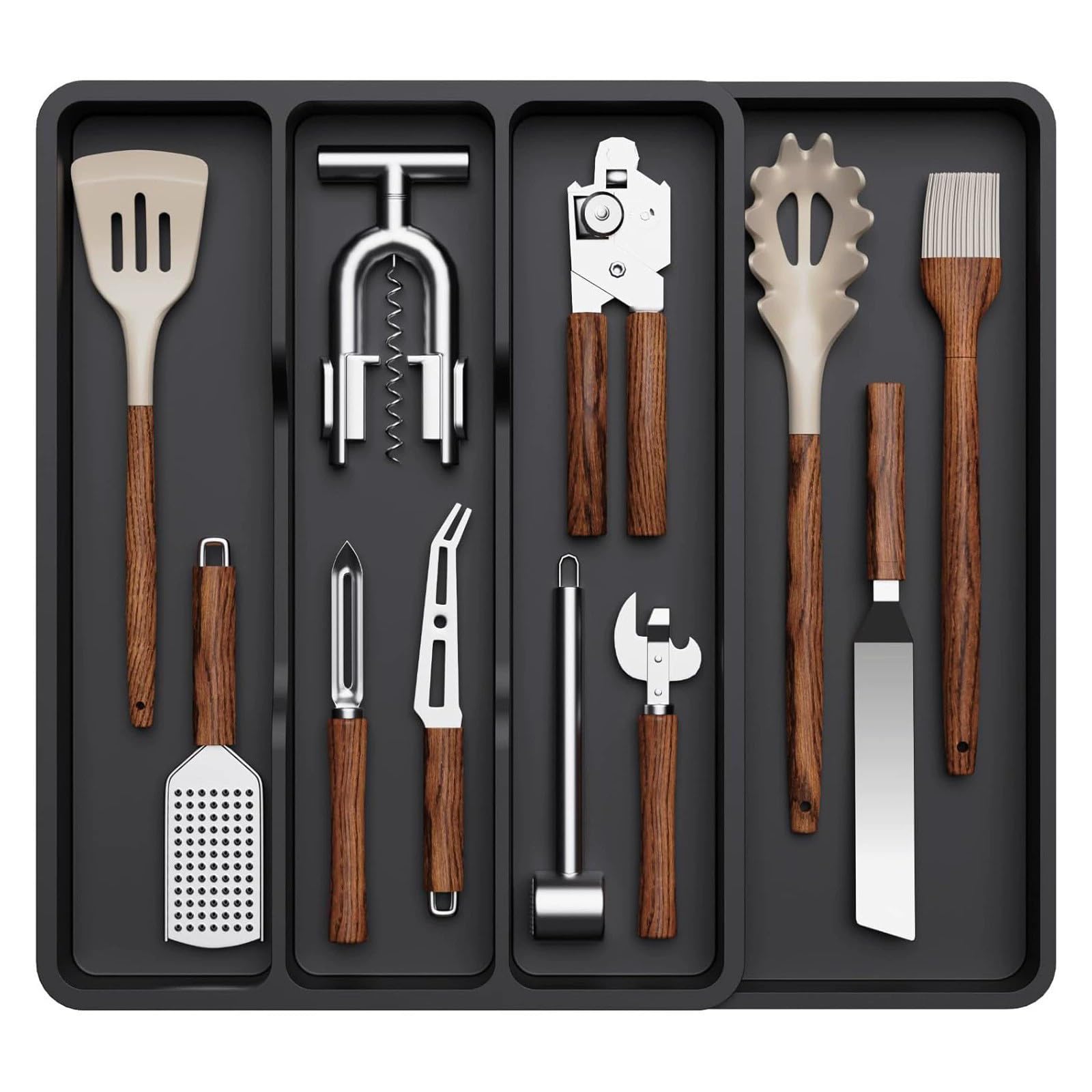 Organisateur Tiroir Couverts Extensible Réglable – Séparateur Cuisine Plastique 22,6-35,7 X 40 X 4,5 Cm, Range-Ustensiles Pratique