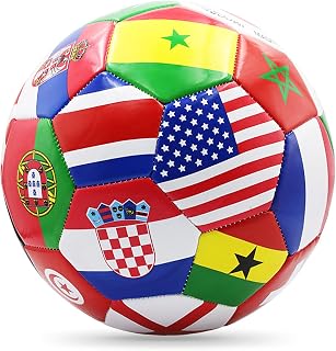 Balón de fútbol de tamaño 5, balón de fútbol con Bandera Nacional de 8, 5 Pulgadas, Adulto Joven de PVC Impermeable para práctica de Entrenamiento de Juegos de Liga o Uso en Cocina