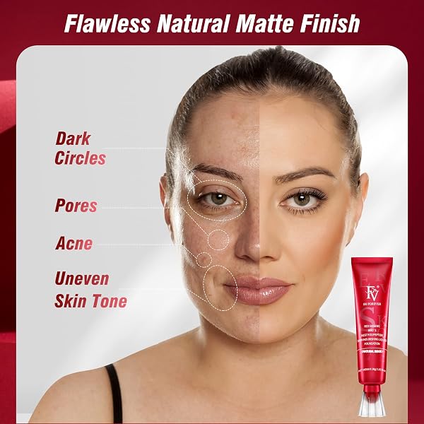 FV Base de Maquillaje Mate de alta Cobertura, Larga Duración, Adecuado para Pieles Grasas, Classic Ivory, 30 ml - 4
