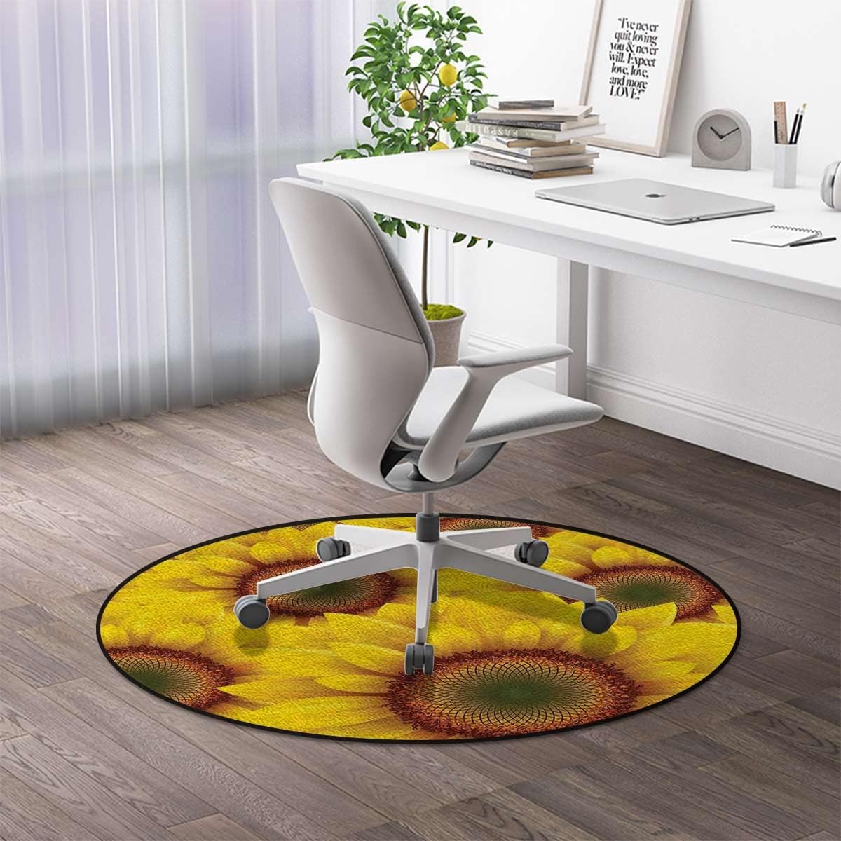 Orange YellowChair Mat Office Protector for Hardwood Floors Summer Happiness Colorful Nature Print Anti-Slip Office Chair Mat for Carpet Desk Chair Mat for Office Gaming Room Home Decor 39.3 in