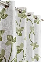 Window Heavy Quality Sheer Print Rod Pocket Curtains 5 Feet Long | High Tenacity Yarn Polyester Curtain| Premium Screens For Home Office | Prada For Living Room Bedroom | (Green, 1Pc)
