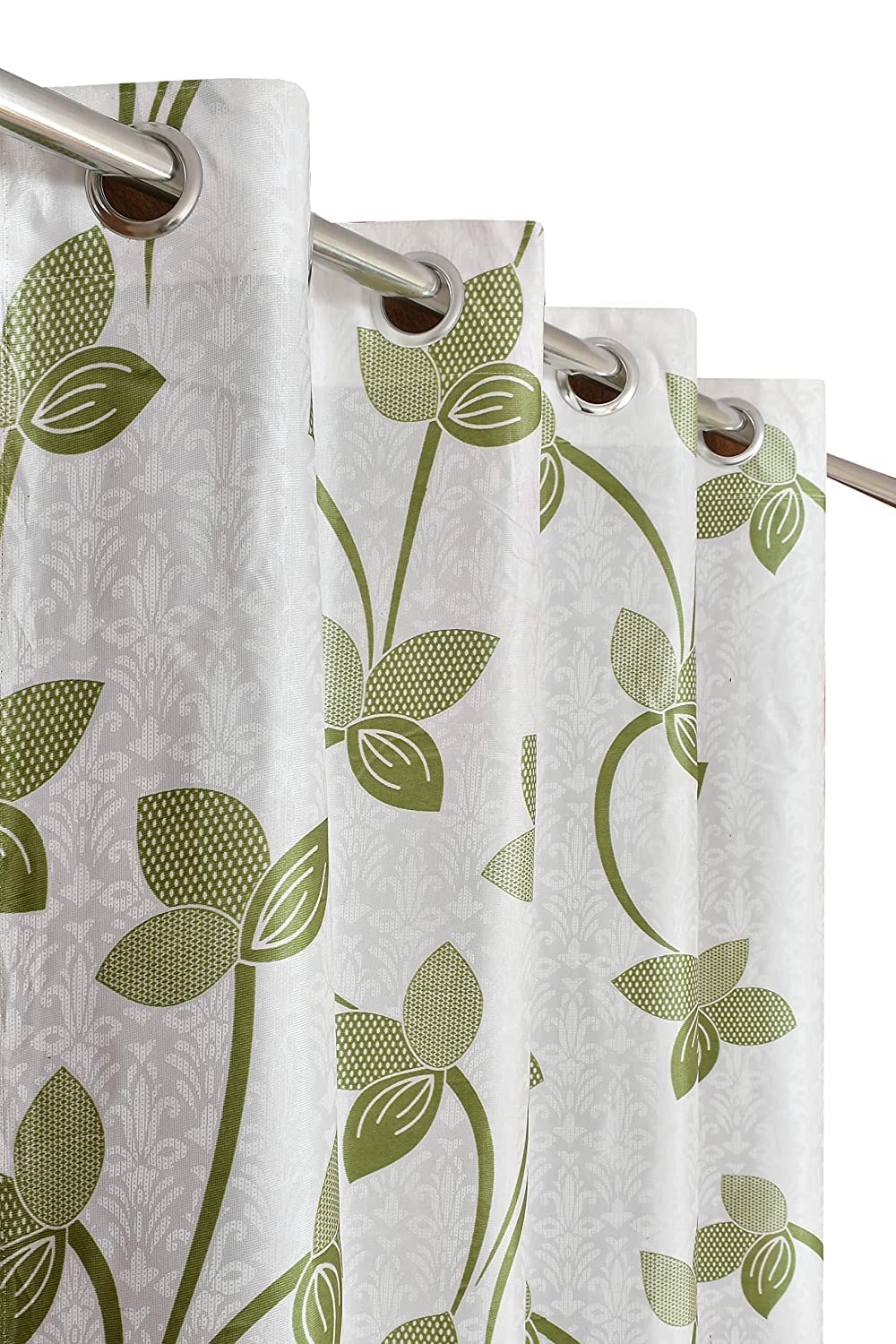 Window Heavy Quality Sheer Print Rod Pocket Curtains 5 Feet Long | High Tenacity Yarn Polyester Curtain| Premium Screens For Home Office | Prada For Living Room Bedroom | (Green, 1Pc)-image-9