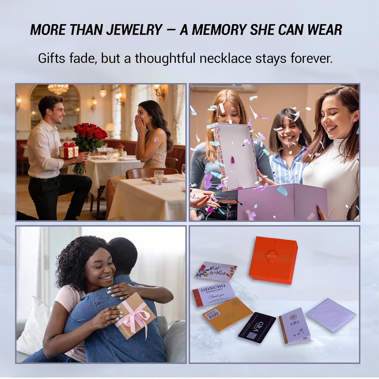 Moissanite Heart Rose Pendant Necklace for Women – Sterling Silver Infinity Love Heart Necklace Romantic Anniversary Birthday Gift for Her Wife Girlfriend Valentine’s Day Jewelry