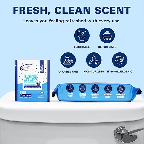 Miniatura 9 de Air Jungles Toallitas desechables envueltas individualmente, 50 unidades, con aloe vera y vitamina E, toallitas de limpieza húmedas de tamaño de