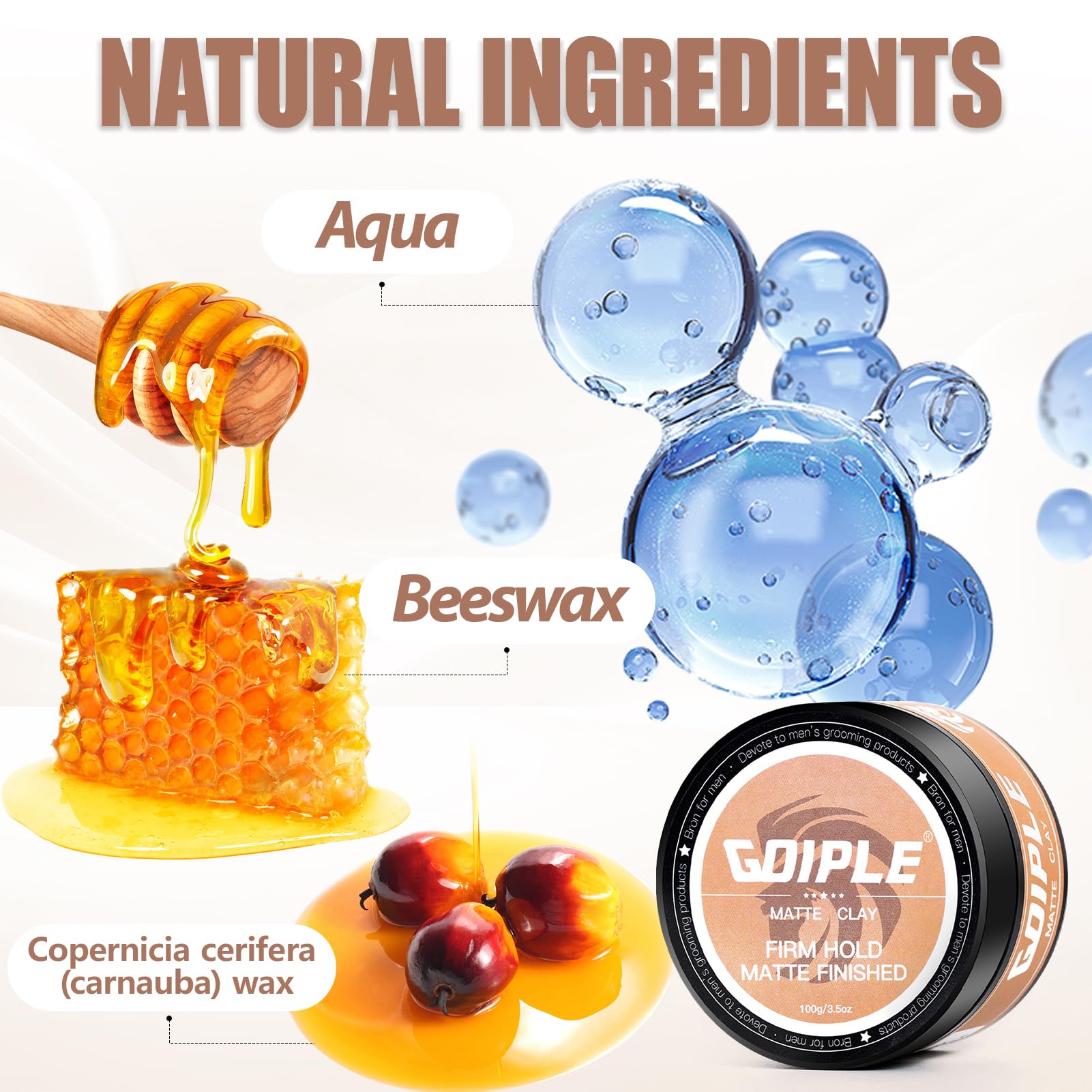 Mens Hair Clay Firm Hold, Matt Clay Hair Men Water Based Matte Texture Hair Clay Mens Hair Products Add Volume - Image 2