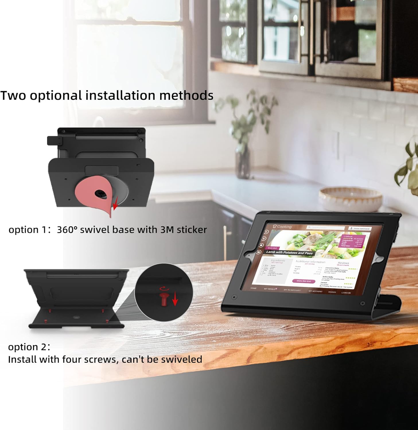 Retail Kiosk Tablet Stand Compatible with 10.2 inch iPad 9th 8th 7th Gen, Business Desktop POS Tablet Stand, Anti-Theft Lock, 360° Swivel Base, Metal, Black