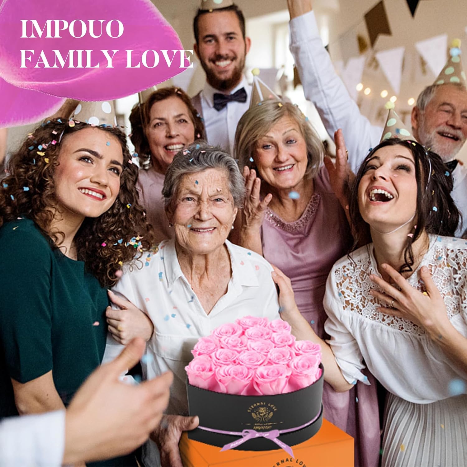 16 Preserved Flower Delivery Prime, Fresh Forever Roses In a Box, Birthday Gifts for Women, Mother's Day, and Valentine's Day-Pink+Blue Roses