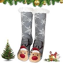 Cuddly Socks, Warm Stopper Socks, Winter Thermal Socks, Christmas Non-Slip Socks, Women's House Socks, Funny Floor Socks, Funny Socks, Fluffy Christmas Socks for Men, Women, gray