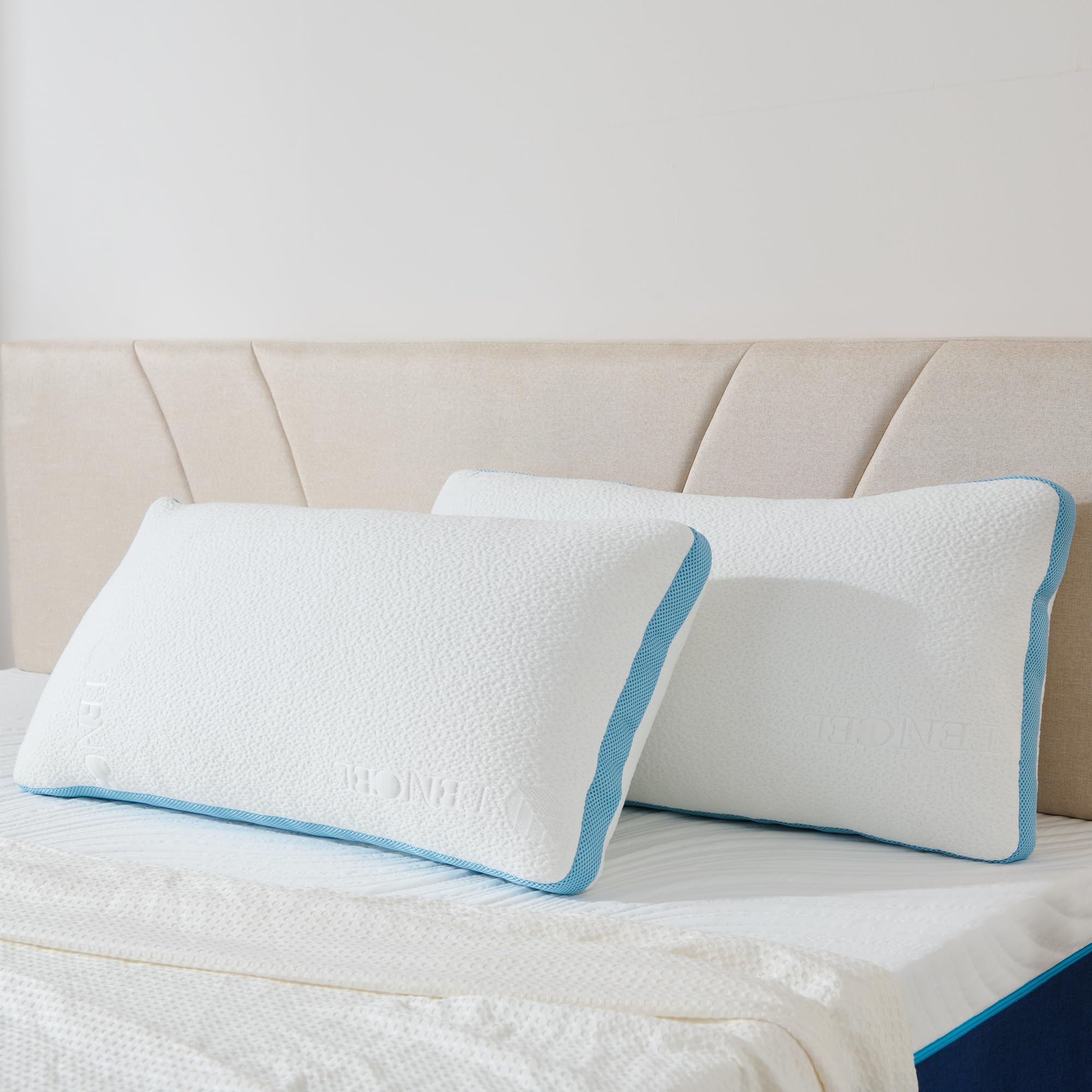 Hiimgo Kopfkissen 40x80 cm (2er Pack) Memory Foam Kissen höhenverstellbar waschbar mit Reißverschluss