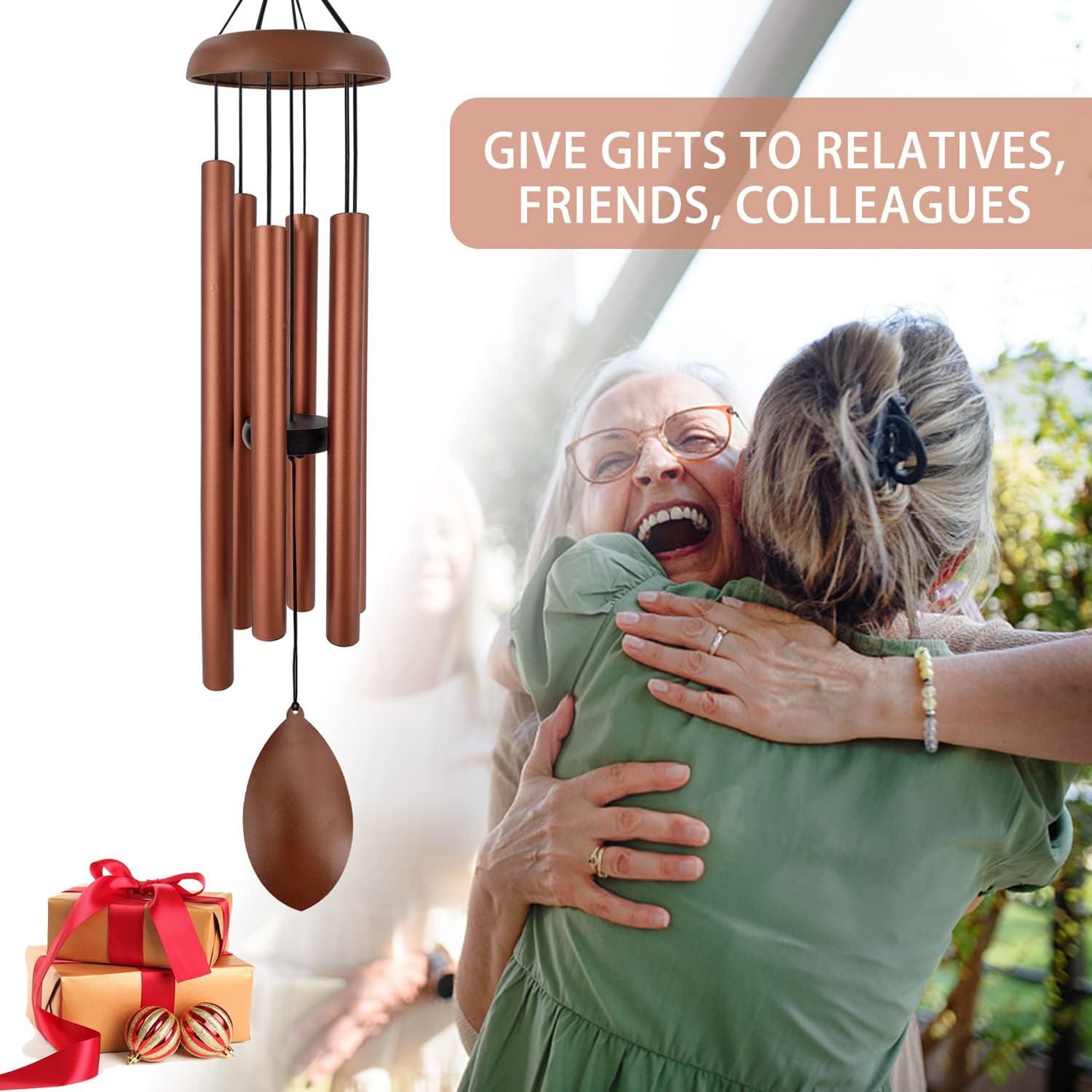 ASTARIN Wind Chimes for Outside Deep Tone,36 Inch Windchime Outdoors，Chimes for Outdoors,Sympathy Wind Chimes Memorial for Mom Dad，Red Copper - Image 5
