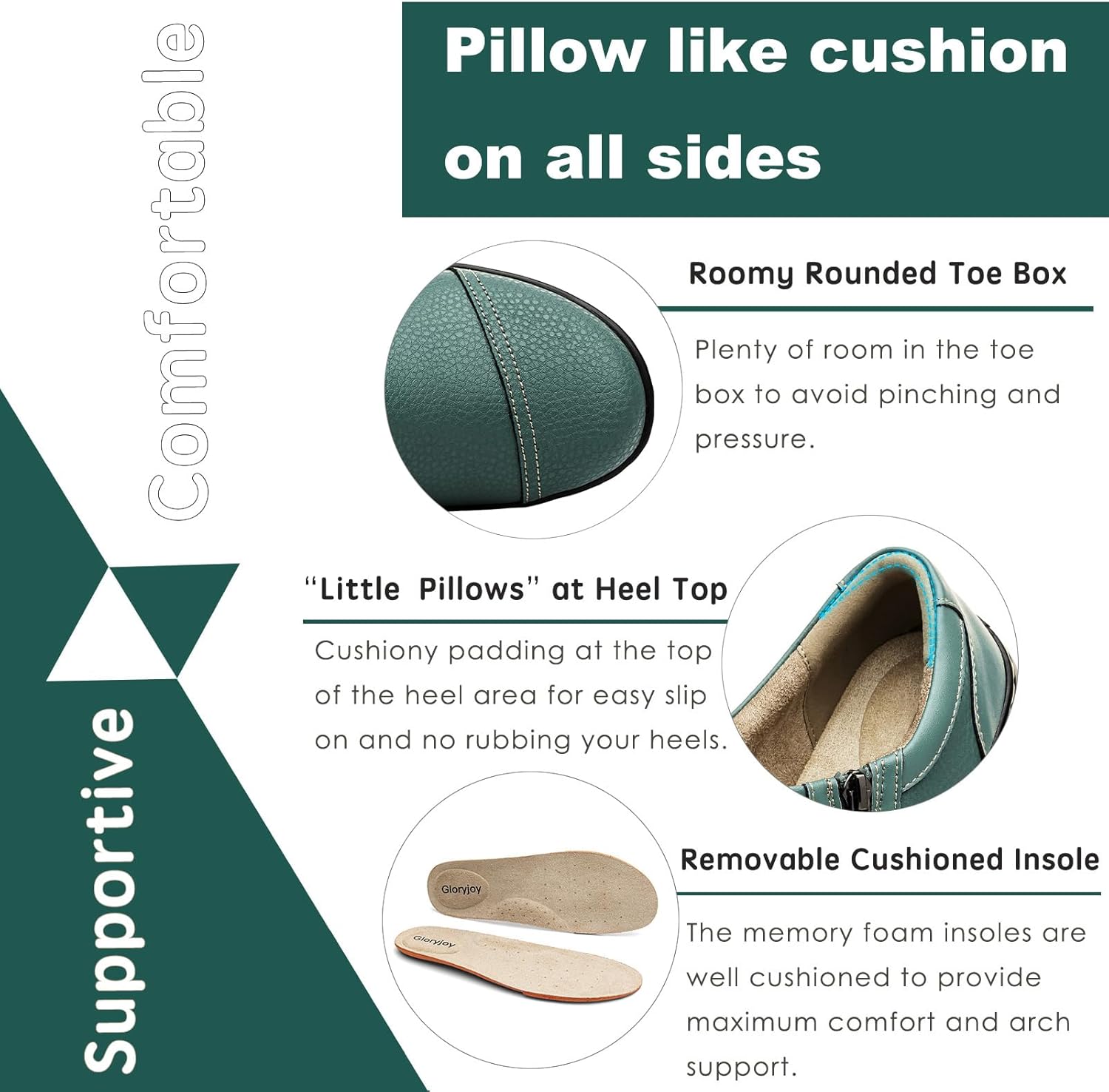 Women's Comfortable & Lightweight Leather Loafers Cute Slip On Dress Shoes for Women Business Casual Office Work Shoes Everyday Walking Flats - Image 7