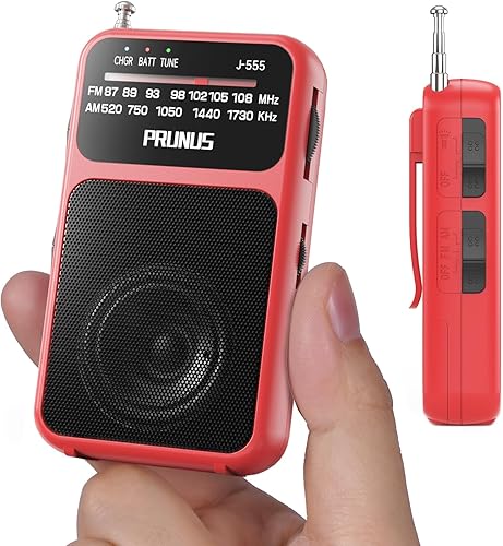 Miniatura 8 de PRUNUS J-555 - Radio de Bolsillo AM FM con Carga USB-C y Batería, Excelente Recepción y Altavoz Claro con Conector para Auriculares, Clip Posterior,