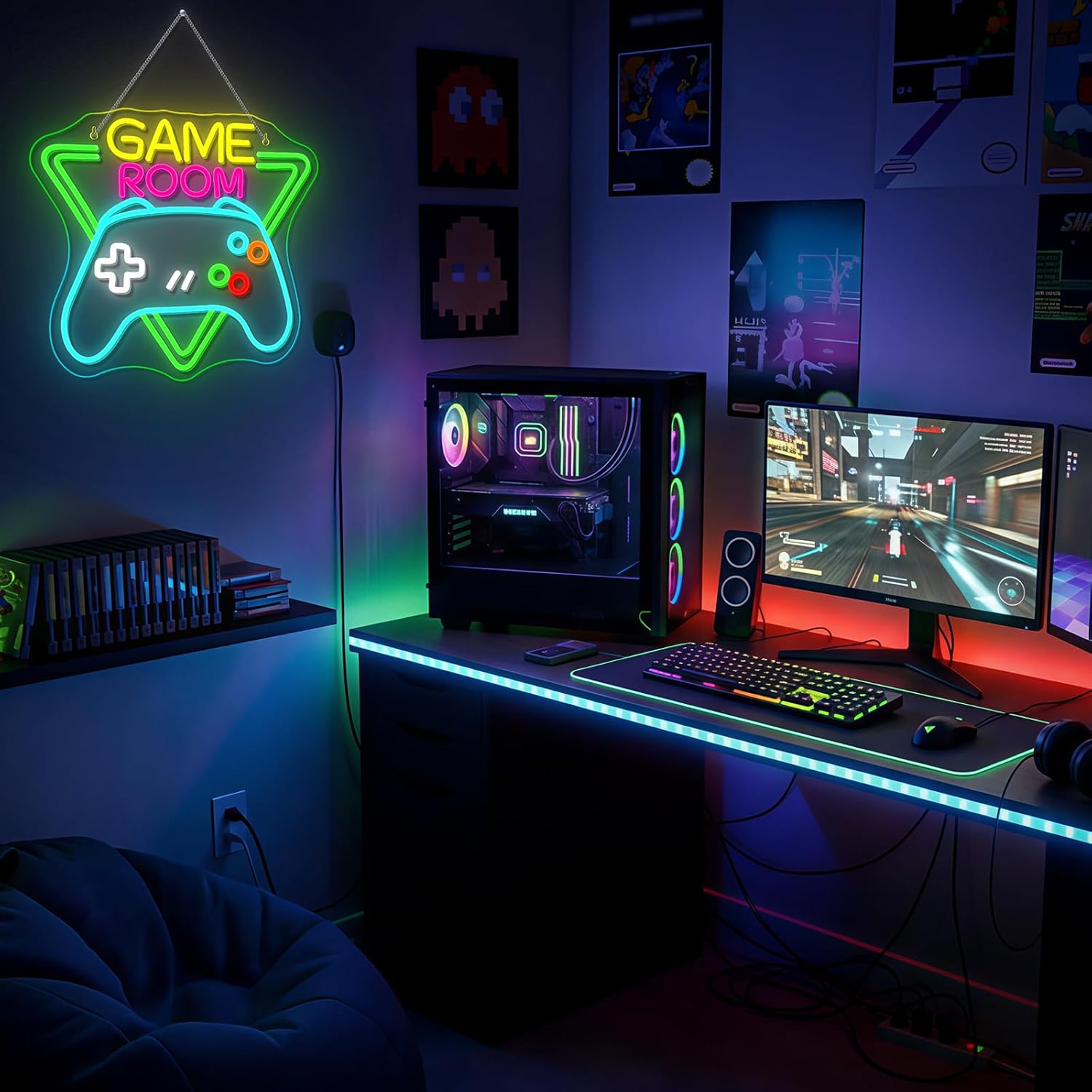 Gamerneon Game Room Neon Sign Gaming Neon Signs for Wall Decor Man Cave Led Light Game Zone Club Gamer Lover Teens Bedroom Home Boys Gift