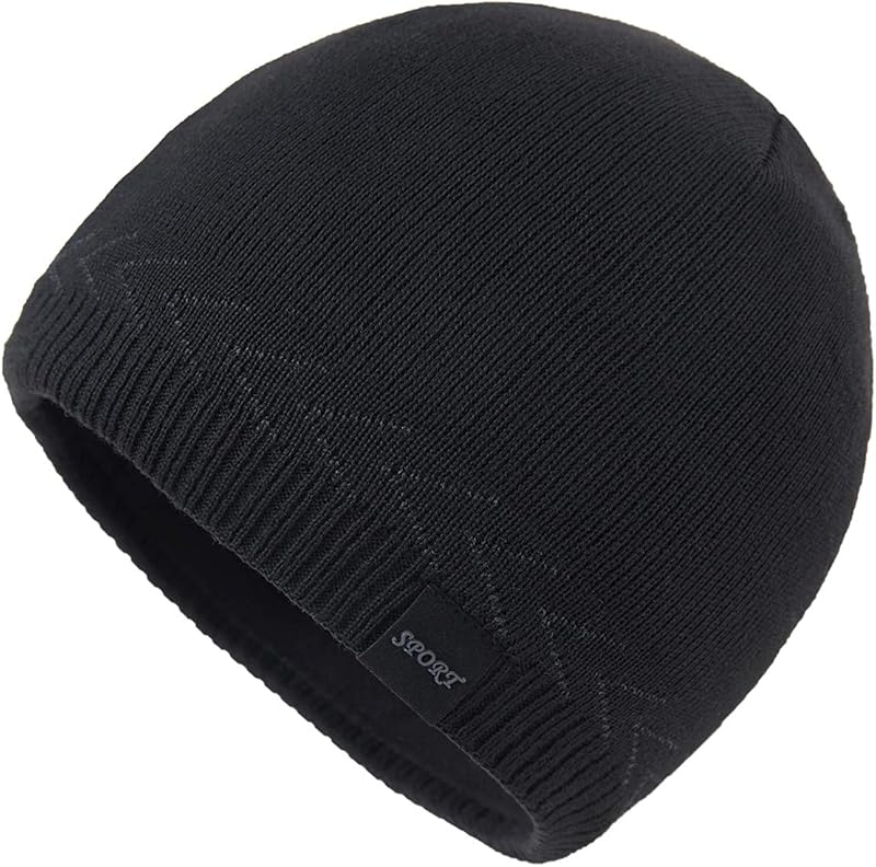 Gorros de punto cálidos de invierno para hombre Gorro de punto con calavera lisa y puño de tobogán