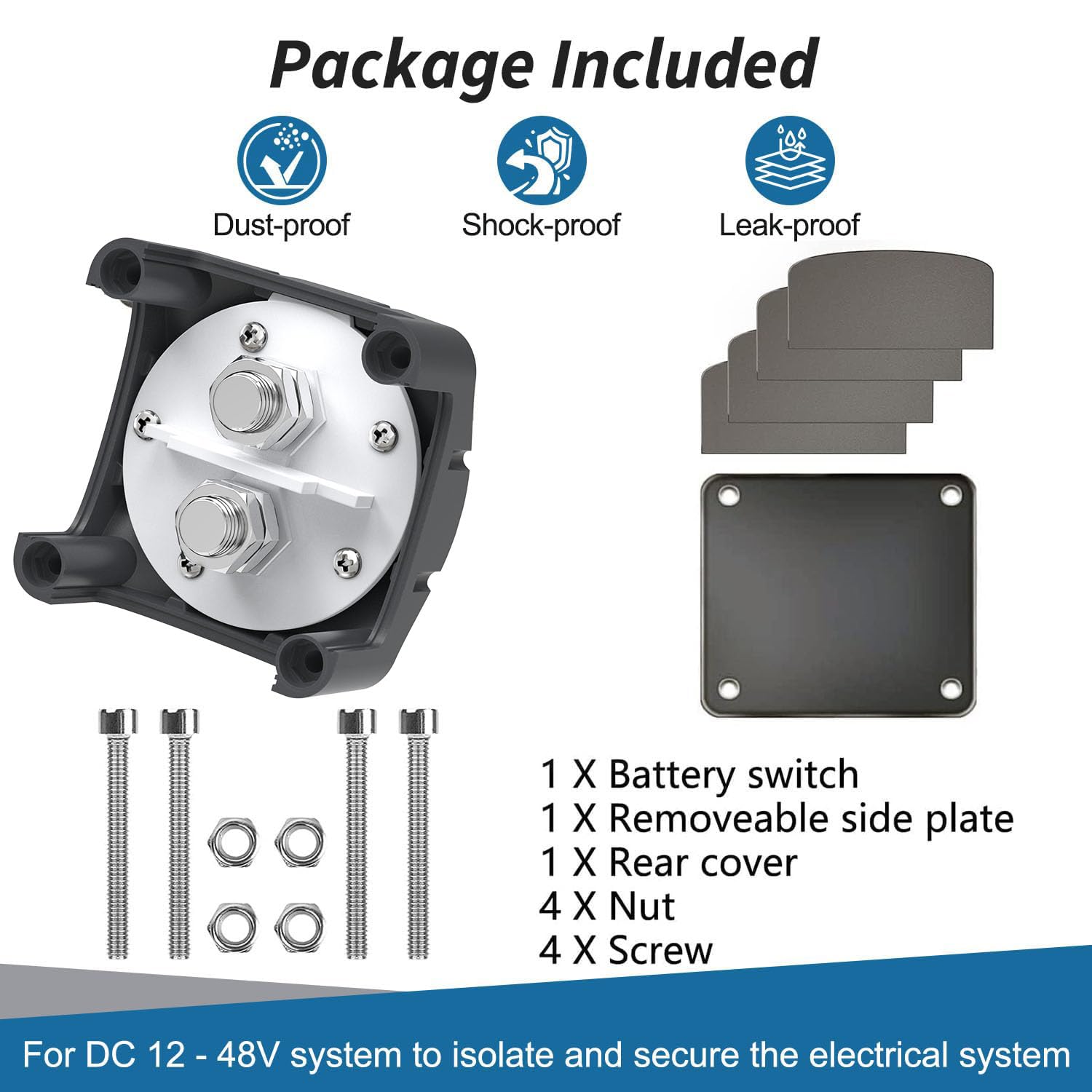 COZYEHOO Battery Disconnect Switch 12V Master,12V-48V Battery Shut Off Switch 275Amps High Current for Car Marine Boat RV Vehicles(On/Off)