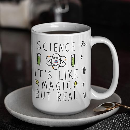 Miniatura 4 de Ciencia es como Magic pero blanco real 15ounce taza de café de cerámica por lookhuman