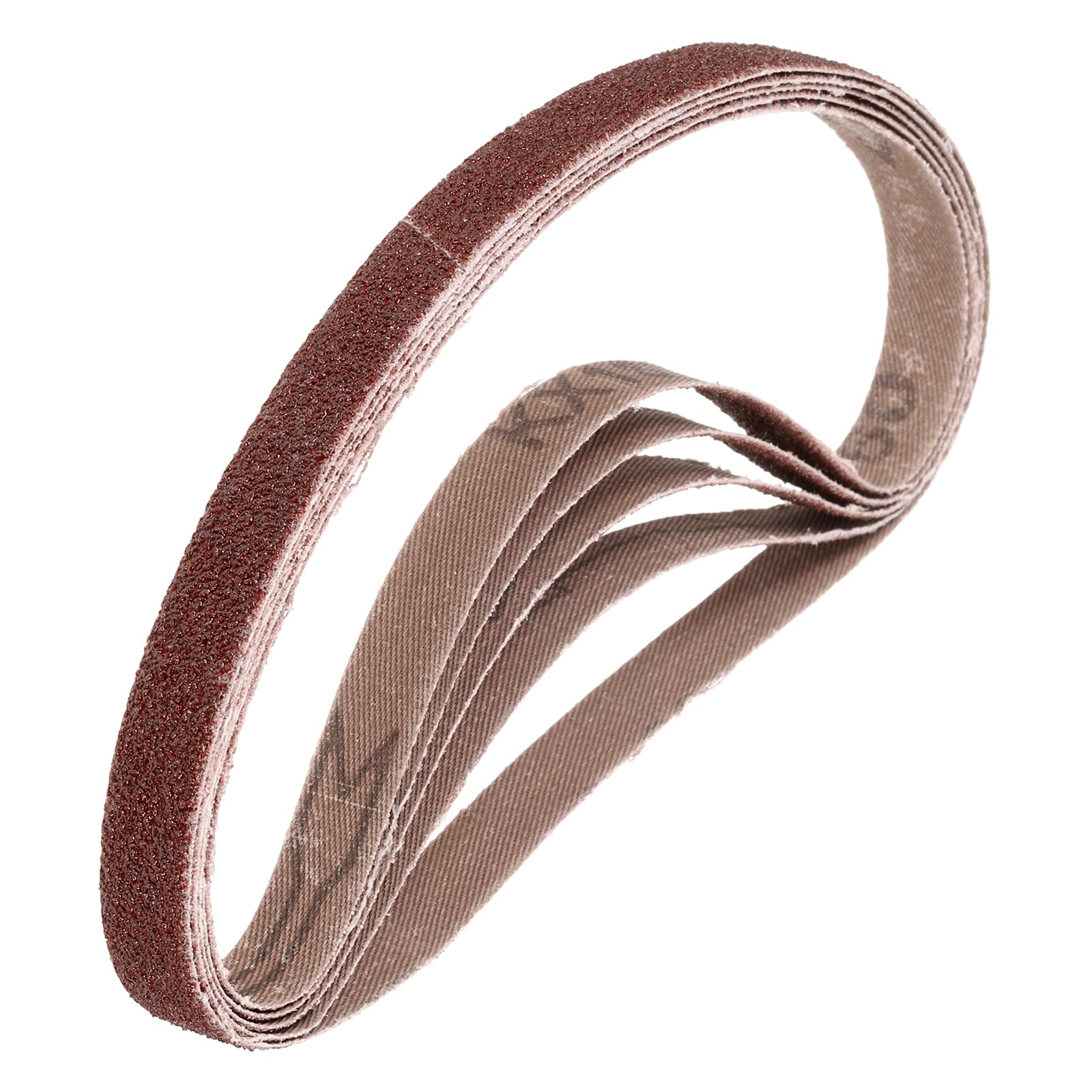 sourcing map 10mm x 533mm Sanding Belts, 5 Pcs 60 Grits Aluminum Oxide Abrasive Belt Sander File Belt for Woodworking, Metal Polishing, Knife Sharpener