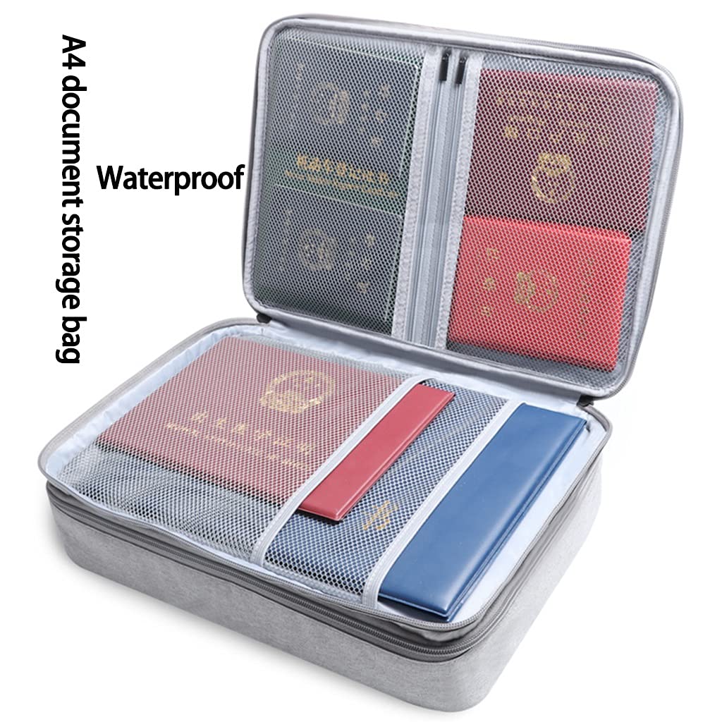 Busta per documenti, Portadocumenti con cerniera, borsa portadocumenti impermeabile grande, organizer for documenti, scatole archivio(Gray)