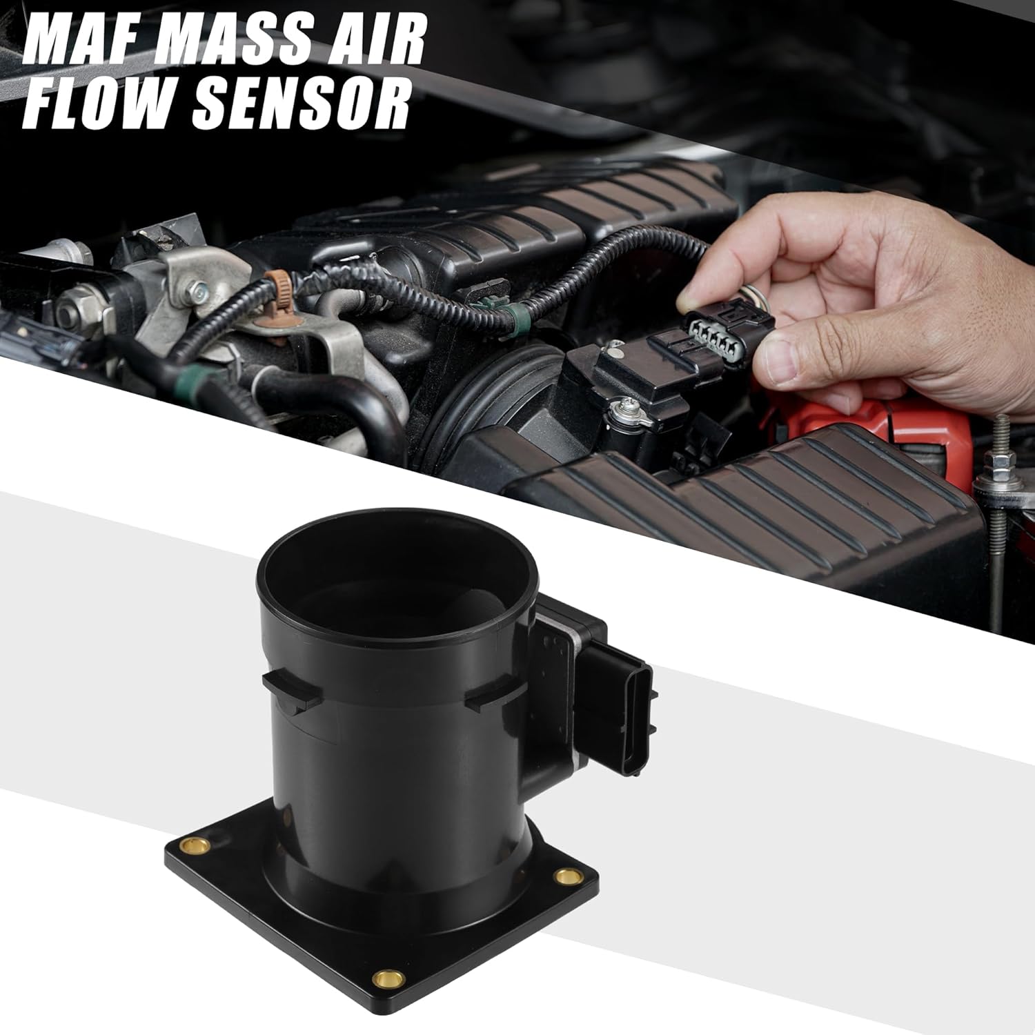 MAF Sensor Assembly No.1L2F-12B579-BA MAF Mass Air Flow Sensor for Ford F-150 2004-2007 Plastic Black