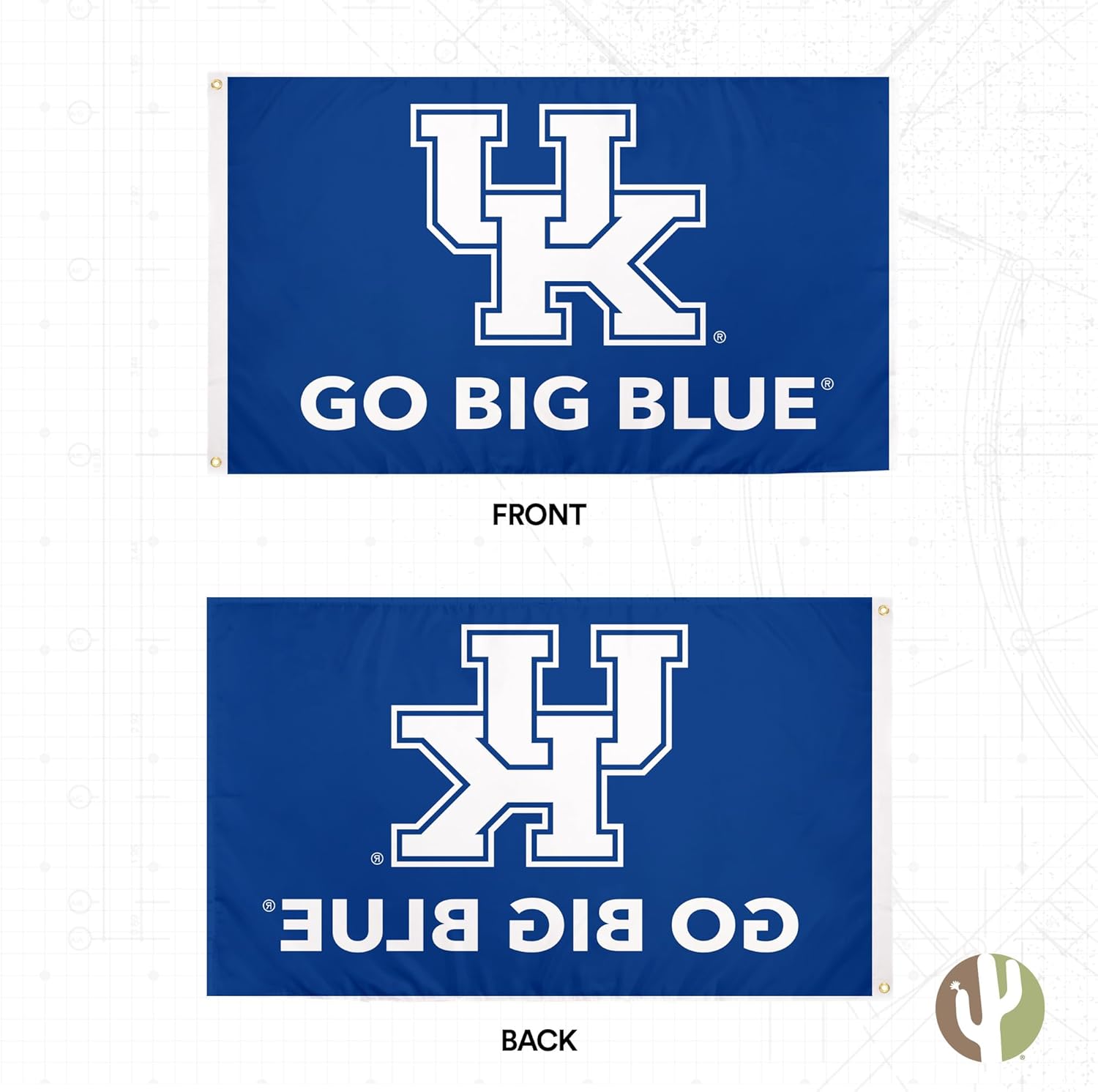 Desert Cactus University of Kentucky UK Flag - 3 x 5 Feet Wildcats Banner, Indoor/Outdoor Durable Fabric, 100% Polyester Design (Style Z) - Image 2