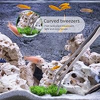 Vista 7 de Pinzas de acuario de mango extralargo para servir, pinzas de alimentación, paquete de 2 pinzas rectas y curvas de acero inoxidable para peceras