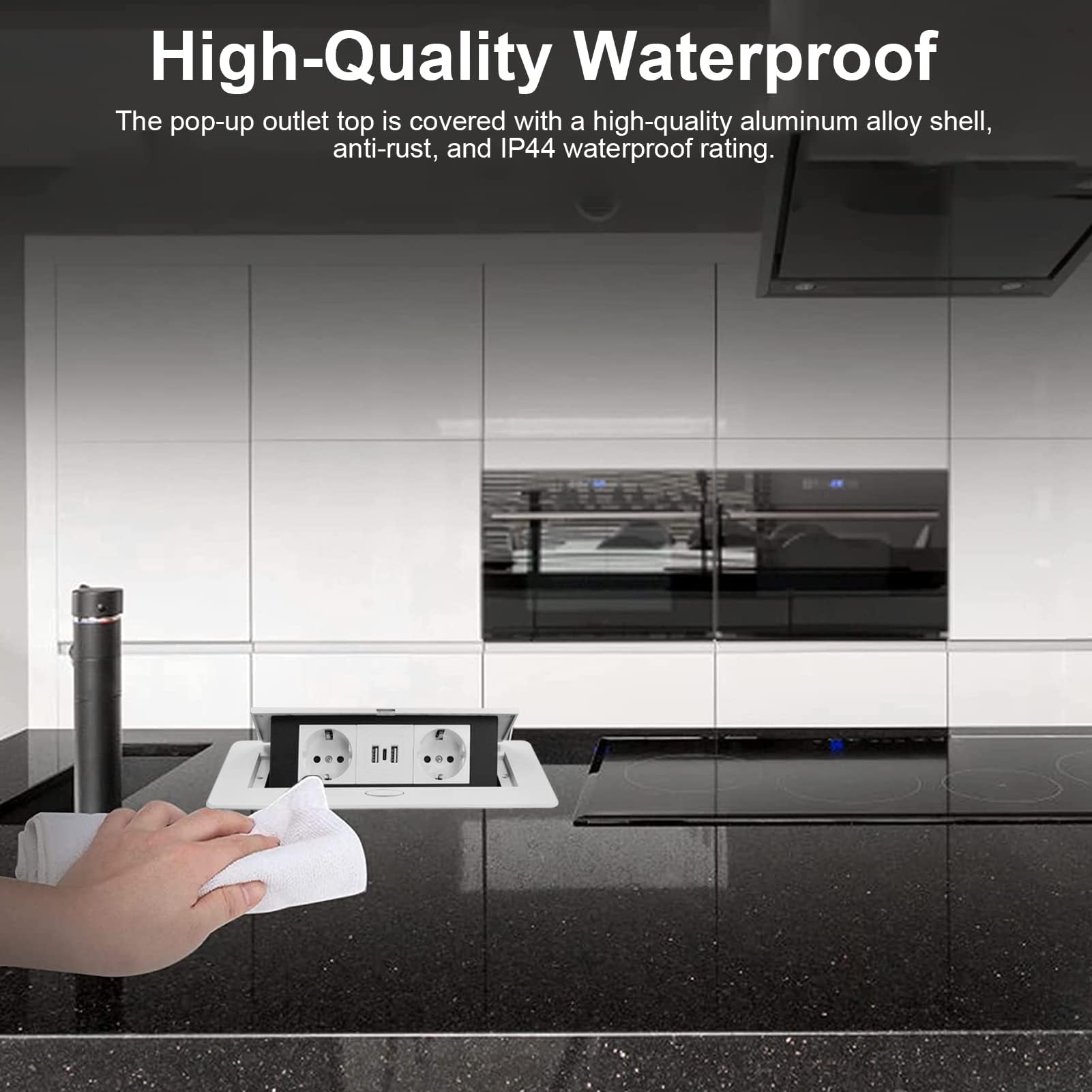 Regletas de Enchufes,Enchufe Multiple Retractible para Escritorio con 2 Enchufes EU,Regletas Enchufes con 2 Puertos USB+Type C para Encimera,Cocina,Taller — view 5