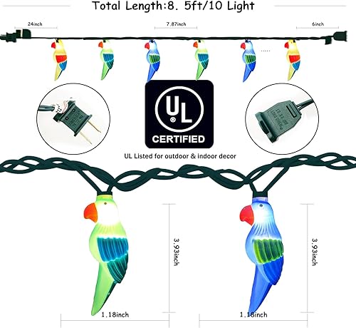 Miniatura 9 de Guirnalda de luces para taza de cerveza 85 pies temática tropical decoración al aire libre con 10 luces 3D para taza de cerveza luces conectables de