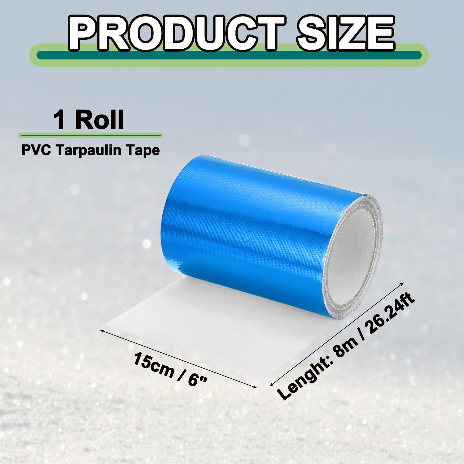 PATIKIL Cinta De Reparación Para Toldos 8mx15cm Cinta Impermeable De Lona Parche De Reparación De Alto Adhesivo Para Lona PVC Toldo Tienda Carpa Cubierta Bote RV Vela, Azul (6" x26.24ft)