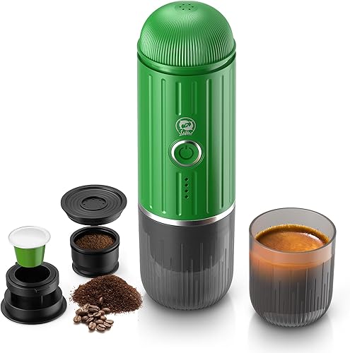 Cafetera eléctrica portátil de café expreso de autocalentamiento rápido, máquina de café expreso de extracción 2 en 1, soporte de café molido y