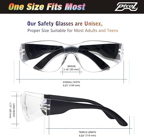 Miniatura 5 de Paquete de 28 lentes de seguridad, montura negra (paquete a granel de 24+4), unisex, transparentes, antiarañazos, resistentes a los impactos, con