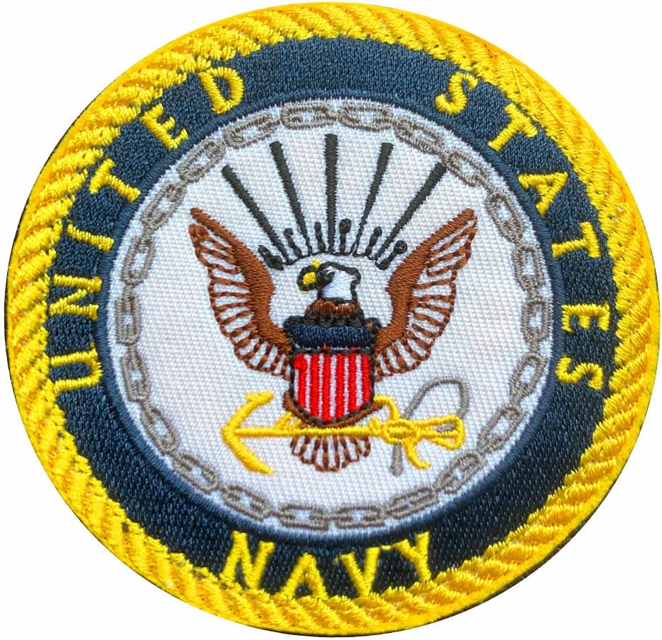 Antrix Round United States N Patch Embroidered Applique Patch Hook and Loop NAY Uniform Patch for Jacket Backpack Uniform Clothes - Dia 3.15"