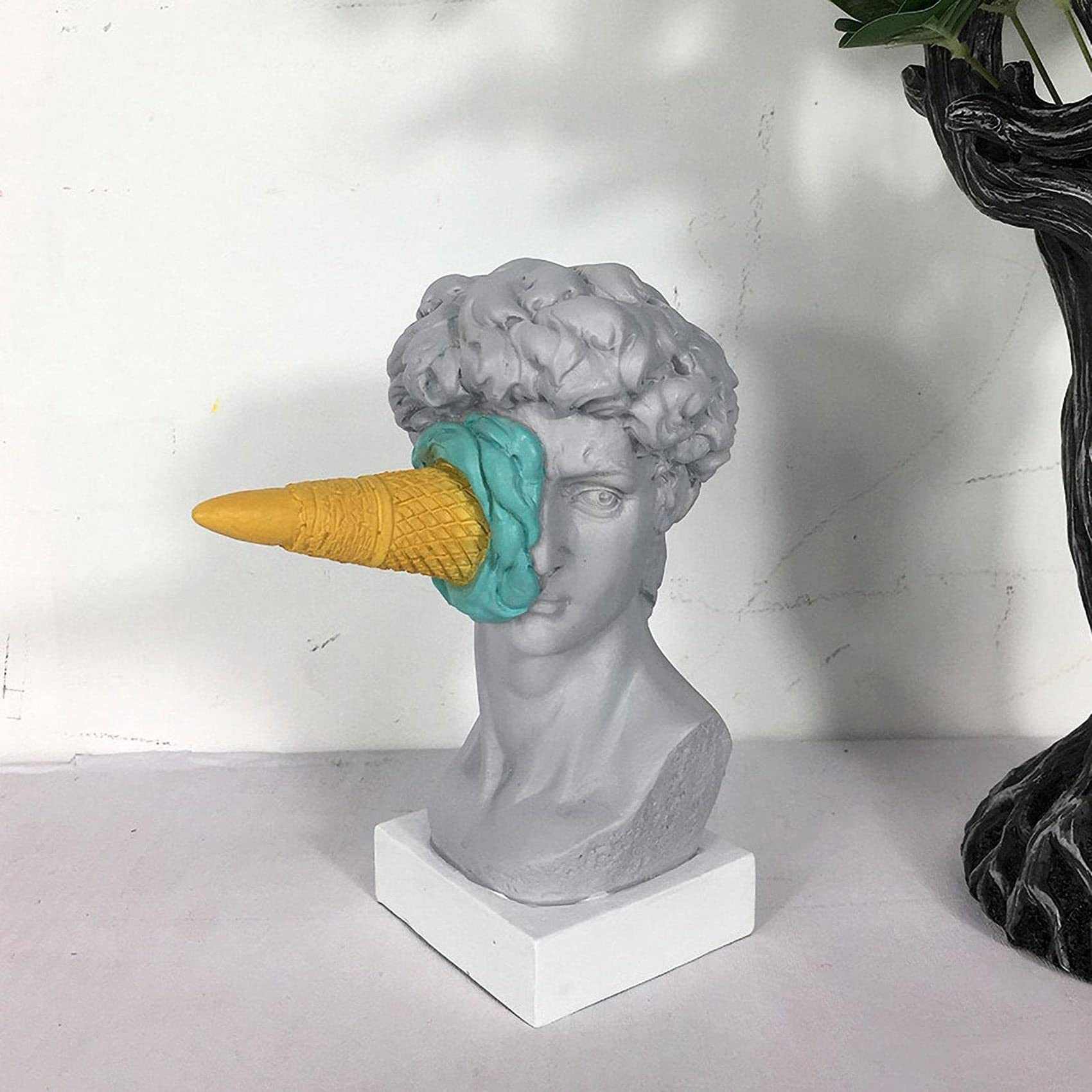 PRATYAHARA Ice Cream Smashing David Statua Europea Moderno Semplice David Busto Statua Camera Da Letto Soggiorno Portico Desktop Decor A