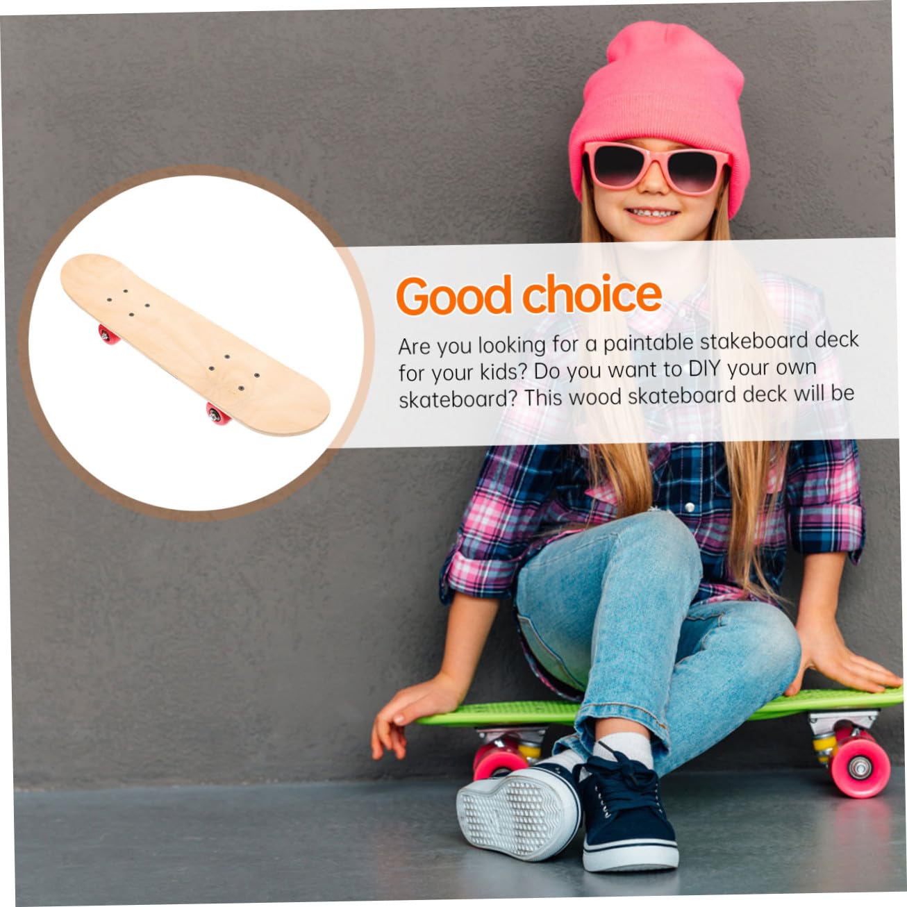Tabla de Skate de Madera para Niños y Adultos, Diseño DIY en White Fácil de Pintar, Plantilla Doble para Dibujo y Patinaje, Obsequio Adecuado para Cumpleaños