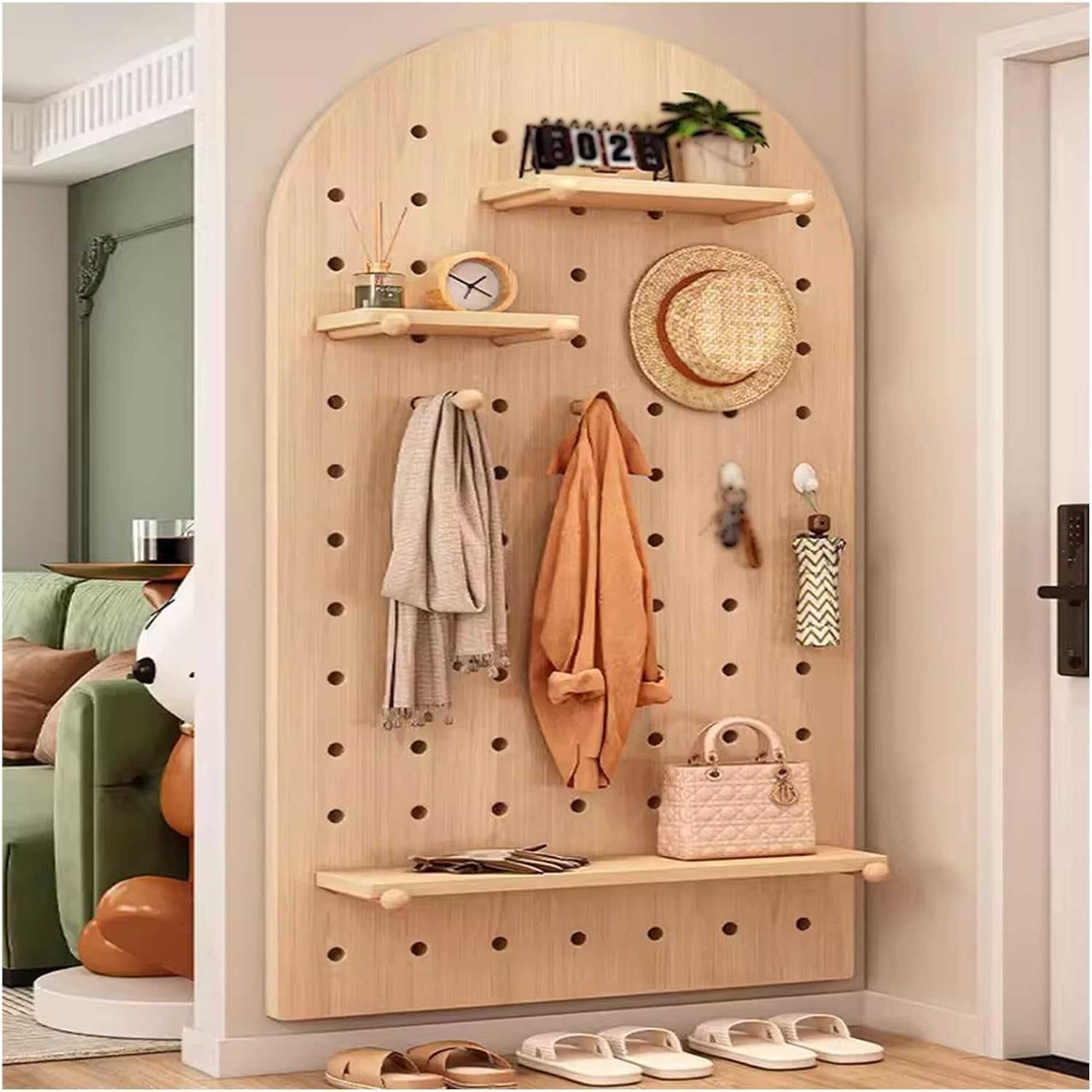 Stecktafel, Holz, Kombinations-Wand-Organizer-Set, Wandhalterung, Stecktafel, Trennwand, Bastelorganizer, Stecktafel, Display für Schlafzimmer, Arbeitszimmer (Braun, 40 x 60 cm)
