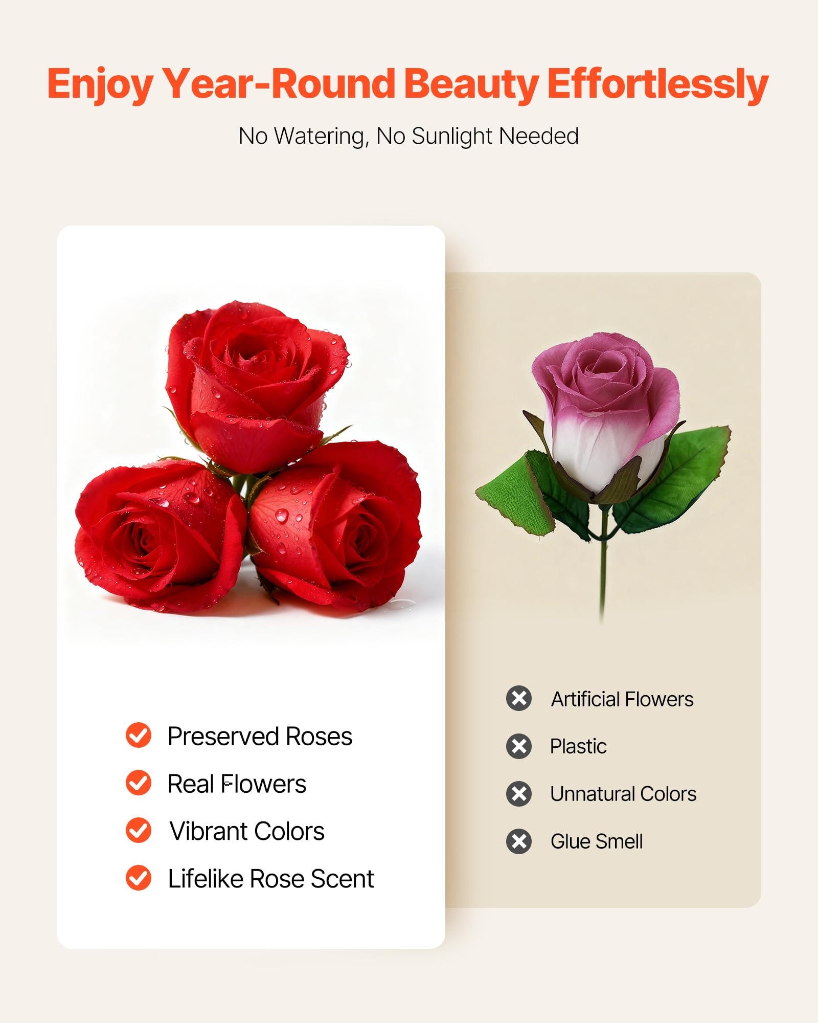 VEVOR Forever Flowers, 27 zakonserwowanych róż w pudełku, wieczne kwiaty nieśmiertelny bukiet prezent urodzinowy na dostawę Prime kobiety jej żona matki, rocznica, walentynki, Boże Narodzenie