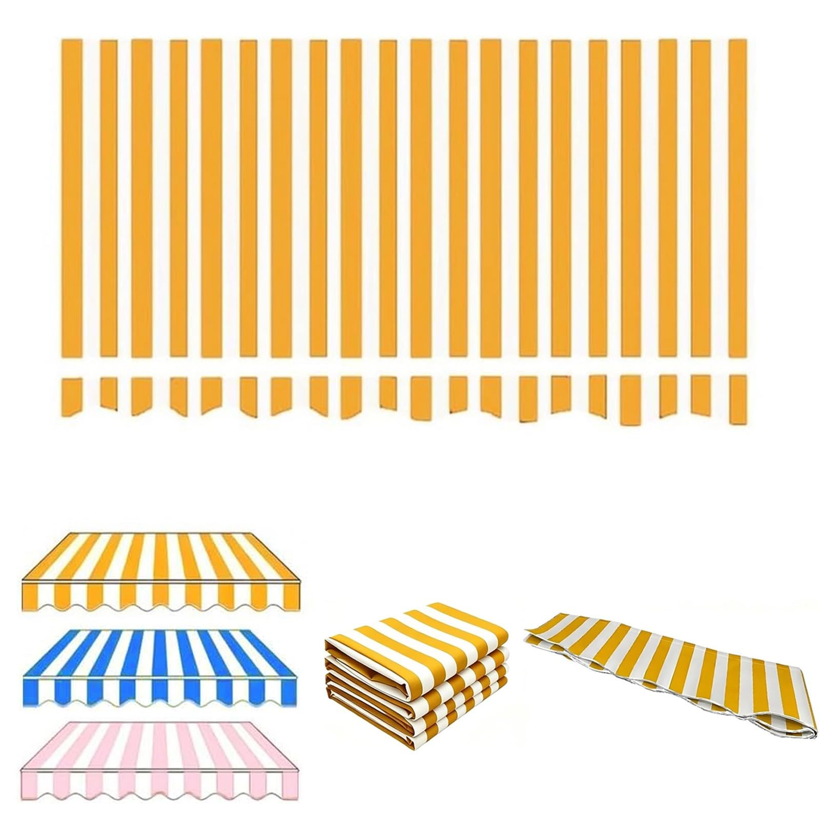 ROFBIHG Retractable Awnings Patio Canvas Replacement Fabric Top Cover, Sun Shade Canopy Cover, UV Protection Awnings Cover Canvas for Outdoor Market Deck Window Frameless(Yellow,2x1.5m(6.6x5ft))