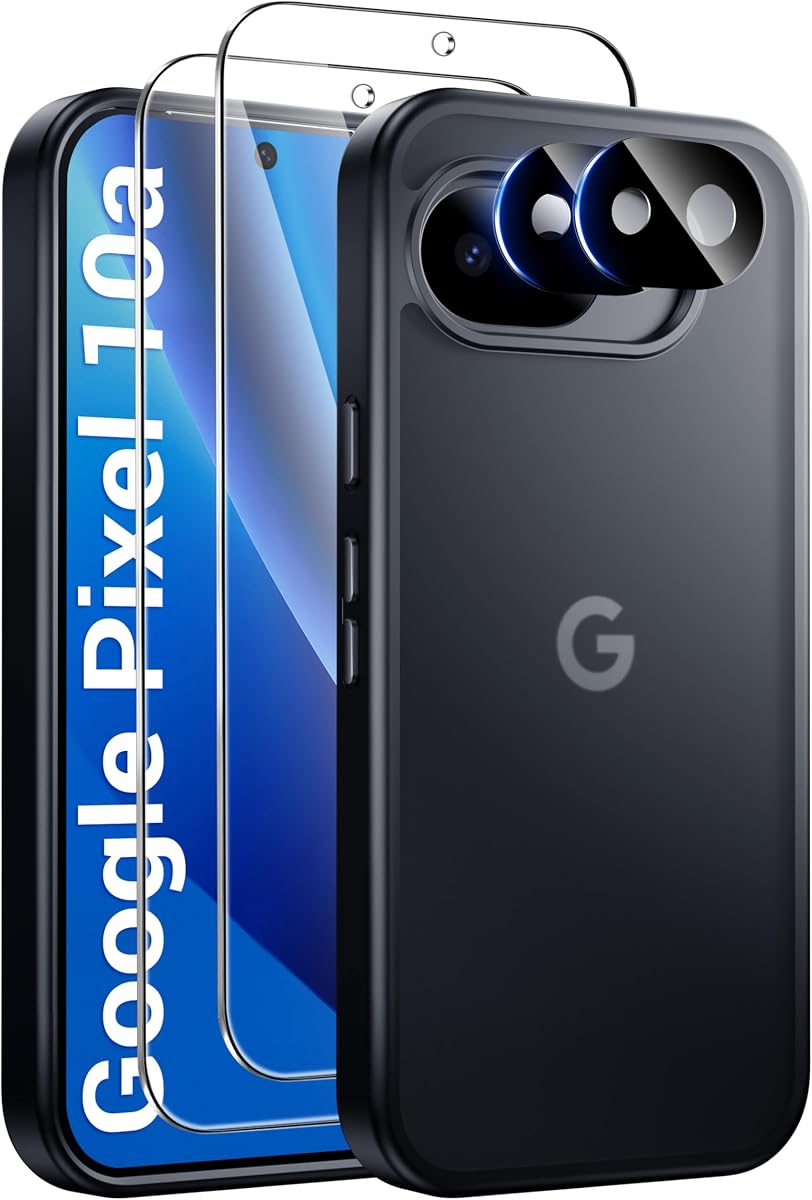Qasyfanc for Google Pixel 10a Case with 2 Pack Screen Protectors, Black