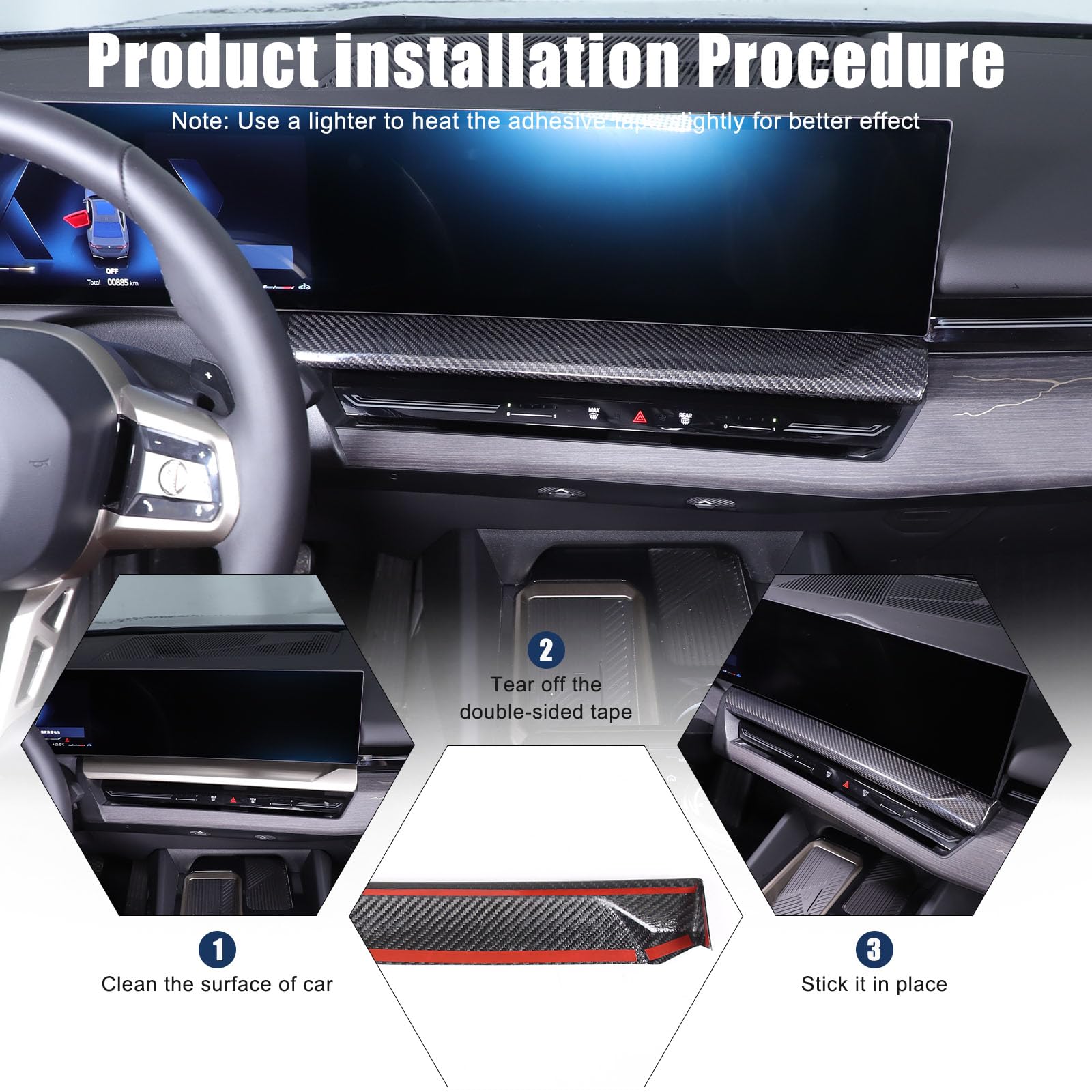 PIUGILH Auto Mittelkonsole Navigationsbildschirm unter dem Dekoratives Panel Geeignet für BMW 5 Series 2024,Zentraler Navigationsbildschirm unteres Panel Verkleidung,Autozubehör (Schwarz)