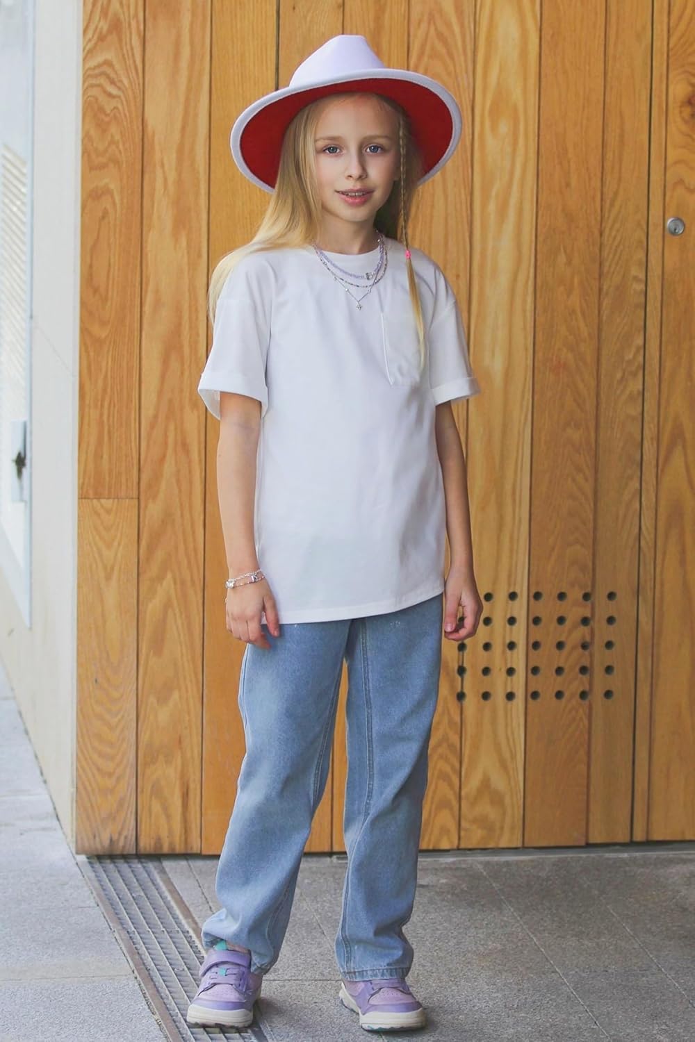 Arshiner Girls Oversized T Shirts with Pocket Short Sleeve Basic Crewneck Summer Casual Loose Tops Clothes 5-14 Years - Image 5