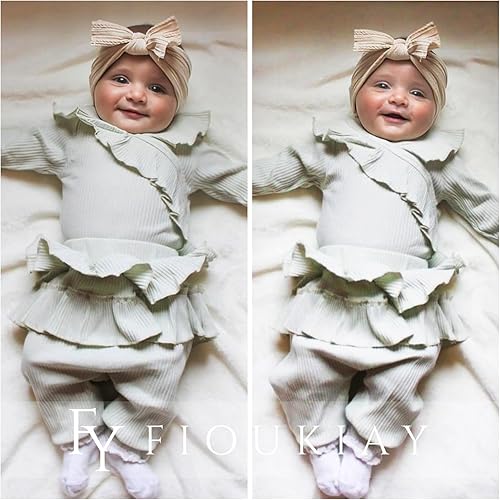 Miniatura 3 de fioukiay Ropa de bebé recién nacida prematura para niña, conjuntos de ropa de 3 piezas con volantes y pantalones