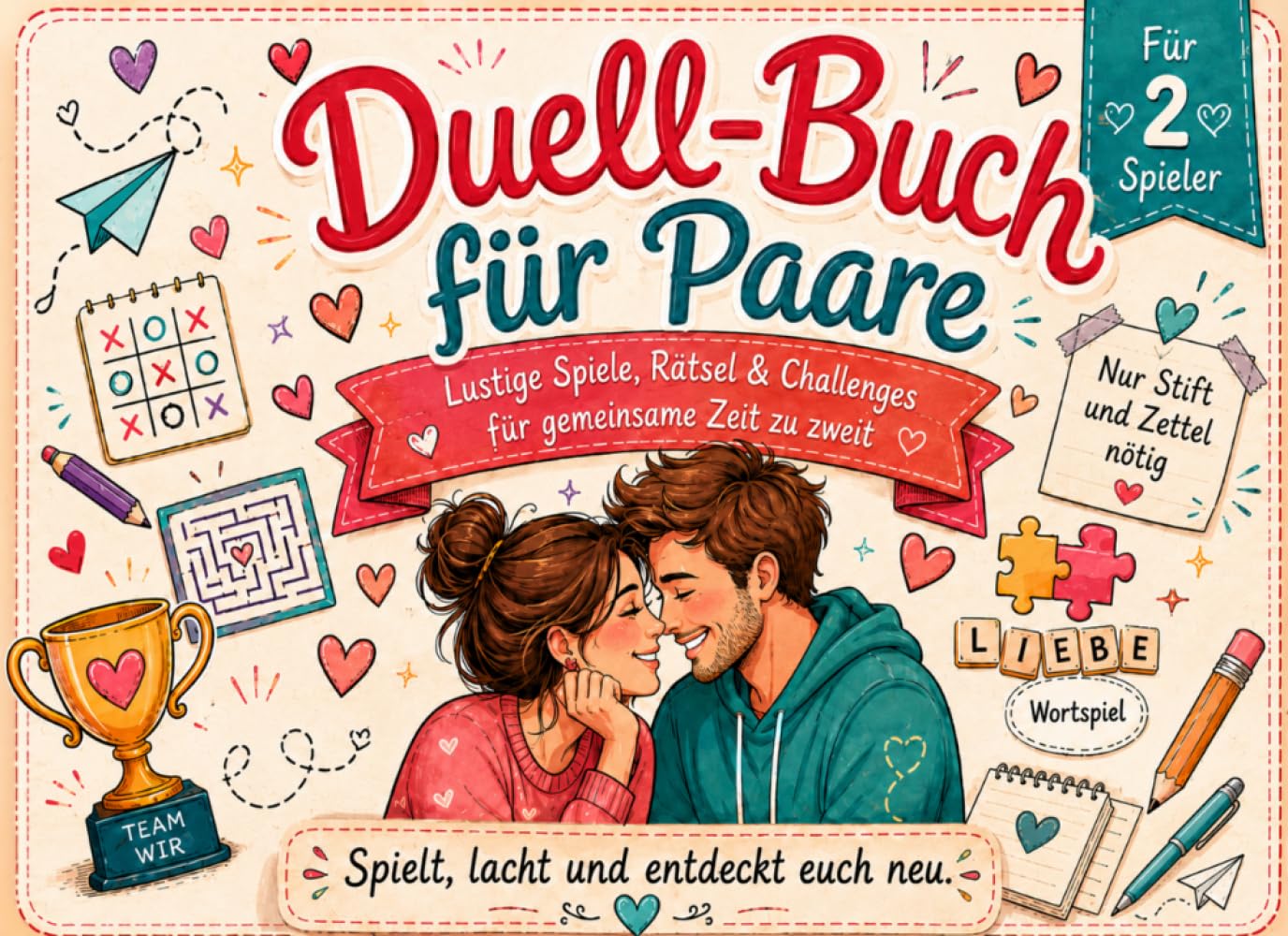 Pärchenduell – Das Duell-Buch für Paare Lustige Spiele, Rätsel & Challenges für 2 Personen – das 1-gegen-1-Spielbuch für gemeinsame Zeit, Date Nights ... - Zur Hochzeit, Valentinstag oder Weihnachten