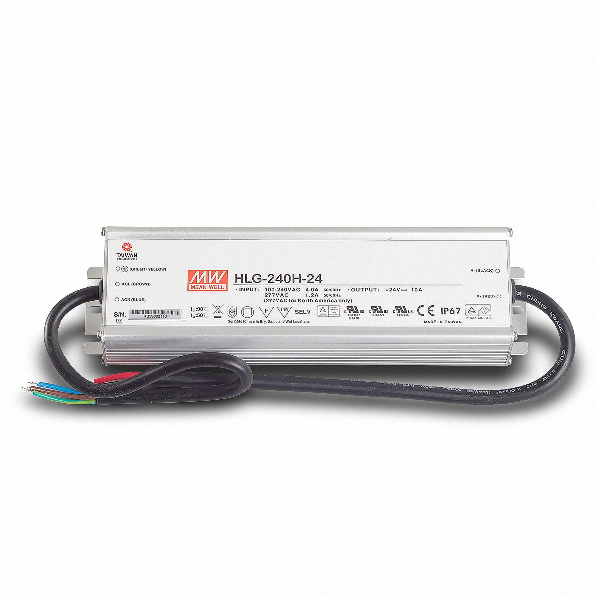 LED Netzteil Trafo Mean Well HLG-240H-24 SNT 24V/DC/0-10A/ 240W IP67 Transformator für LED Beleuchtung
