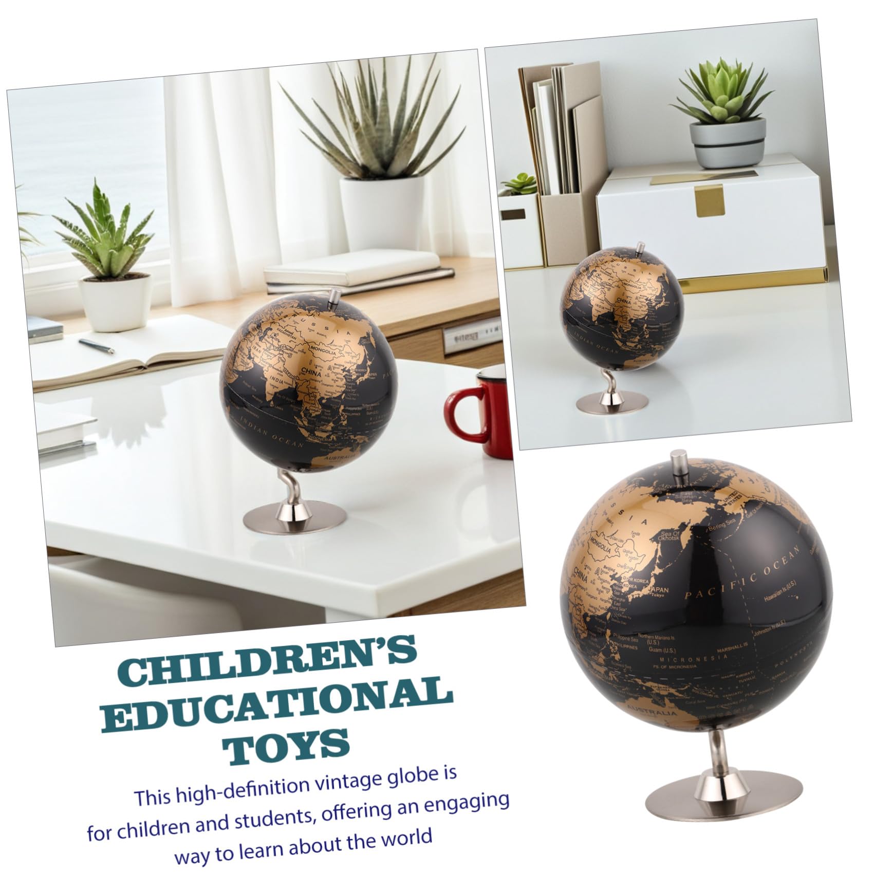 Globo Terráqueo para Niños Pequeño Metal Pvs Estilo Retro