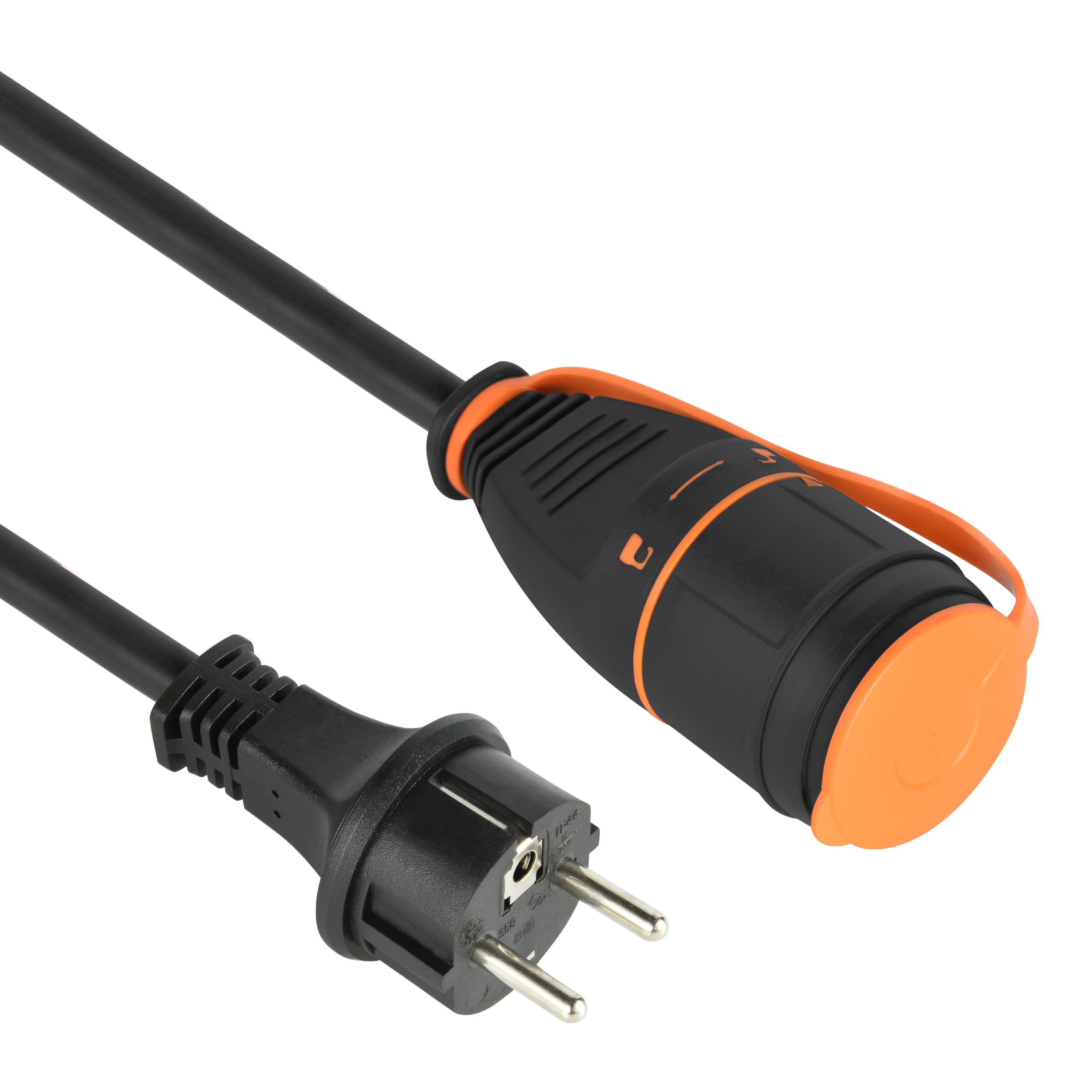 Electraline 01745 Câble d'extension électrique spiralé 5M, avec prise Electralock équipée d'un mécanisme de verrouillage qui empêche la déconnexion accidentelle, câble spécial H07BQ-F 3G1,5mm, IP44