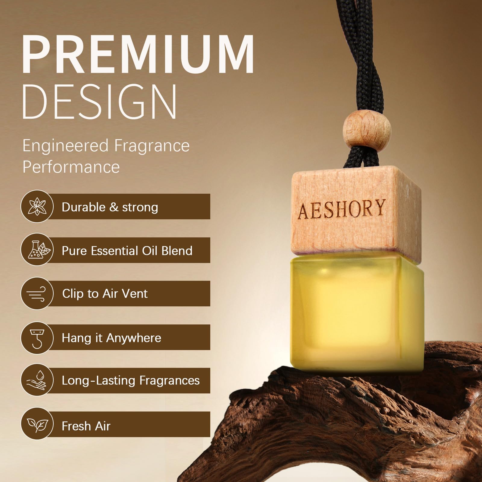 AESHORY Ambientador Coche Hotel 3 X 8ml, Aceites Esenciales Naturales Colgante para Automóvil, Ambientadores Coche con Absorbe Olores de Popular para Hoteles - Hotel Ritz Carlton, Baccarat, Westin