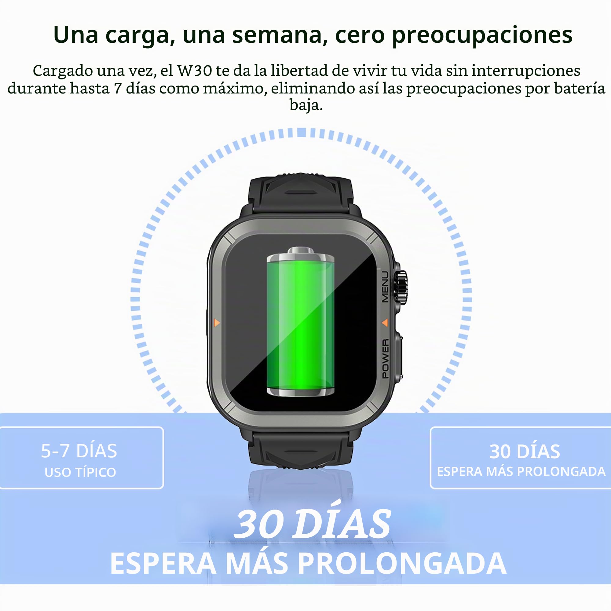 Blackview W30 - Reloj Deportivo Inteligente con Pantalla de 1.91" + 100 Modos de Entrenamiento y notificaciones, Profundidad de Buceo de 10 m, autonomía de 7 días, micrófono, Negro, Negro, 320x380,