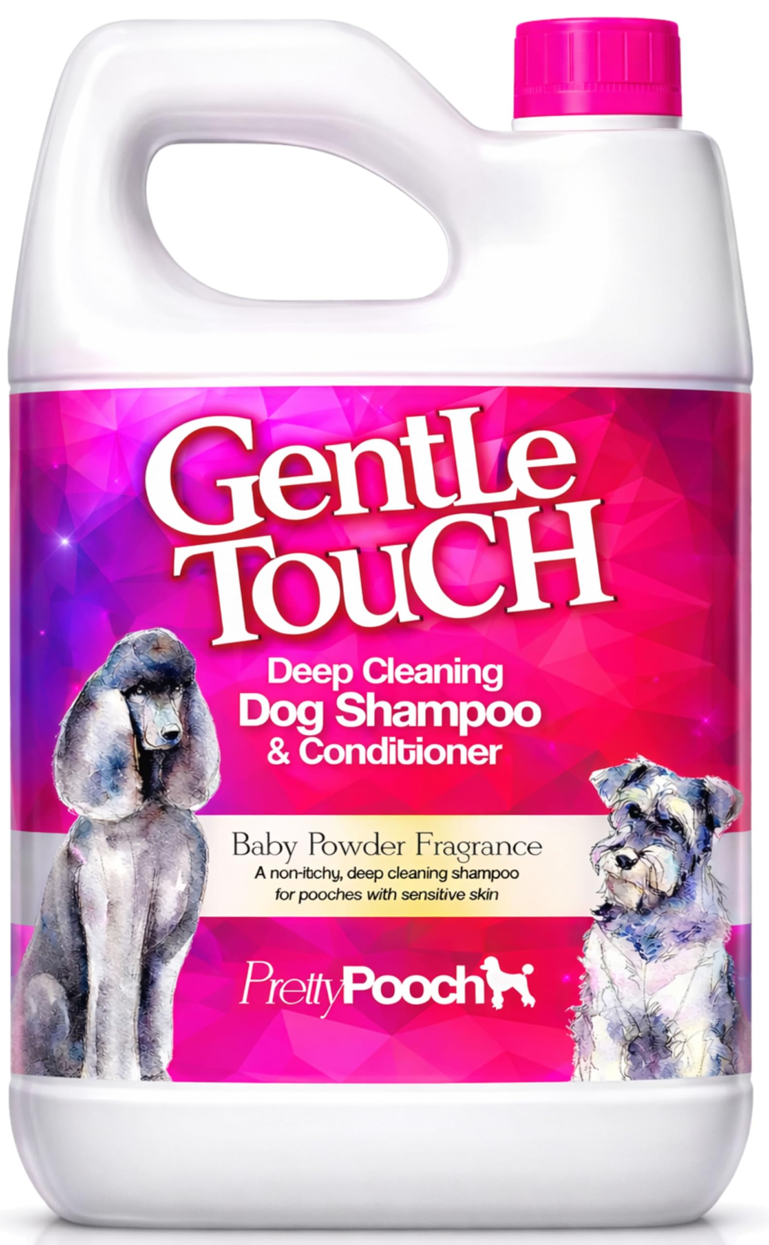 Gentle Touch Dog Shampoo & Conditioner 2 Litres (Baby Powder Fragrance) A Non-itchy, Professional Deep Cleaning Shampoo for Dogs with Sensitive Skin! (2 Litre Baby Powder), Pink, PP04