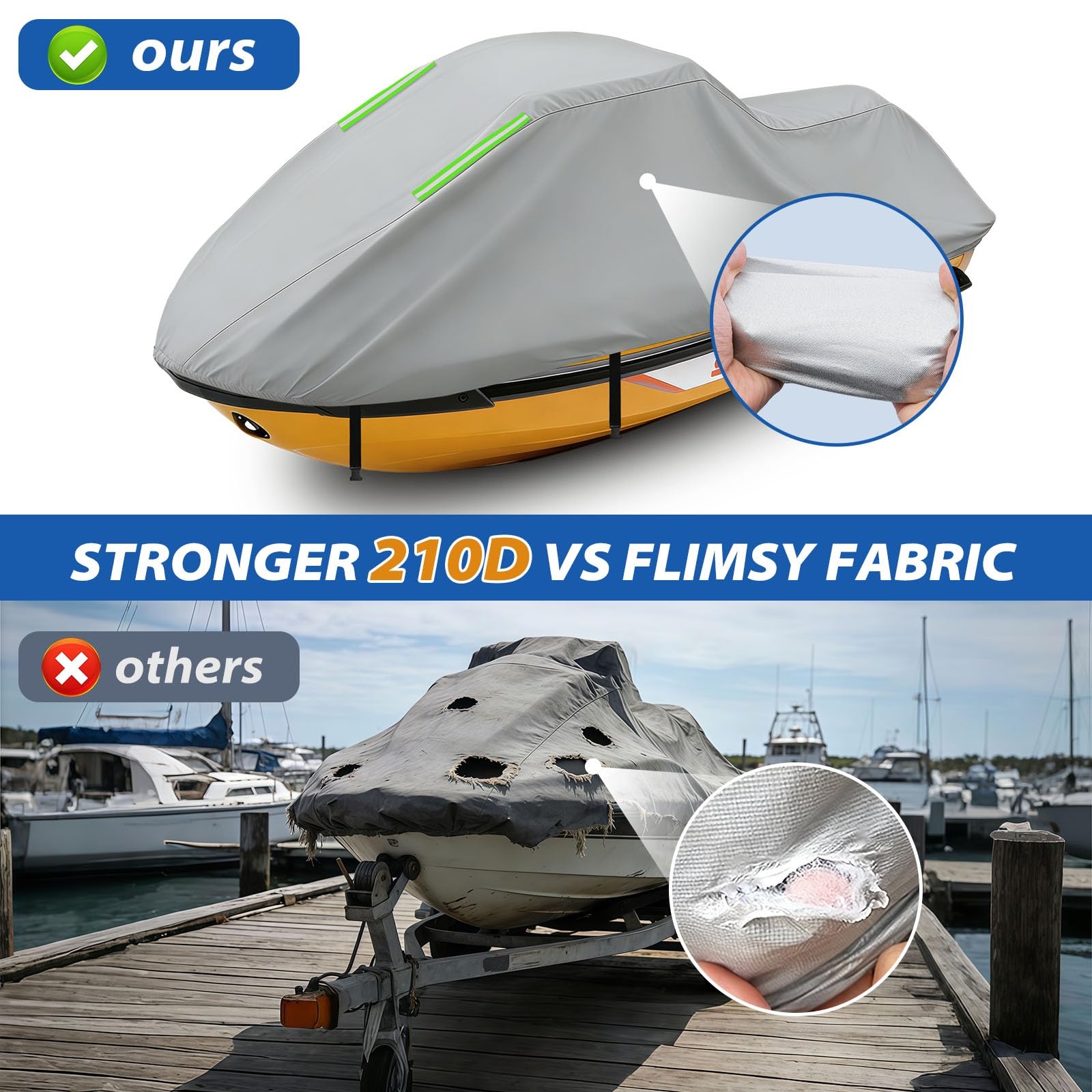 Copertura Impermeabile Moto D'acqua Per Sea-Doo Spark 2up (90HP)|Copertura Moto d'Acqua Oxford Anti-UV Esterno|Protezione Durevole Ogni Condizione Meteo|Facile Indossare|3 Fibbie Antivento